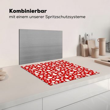 MuchoWow Herdblende-/Abdeckplatte Seifenblasen - Rot - Punkte - Muster, Vinyl, (1 tlg), 58x51 cm, Küchen Dekoration für Induktionsherd, Induktionskochfeld