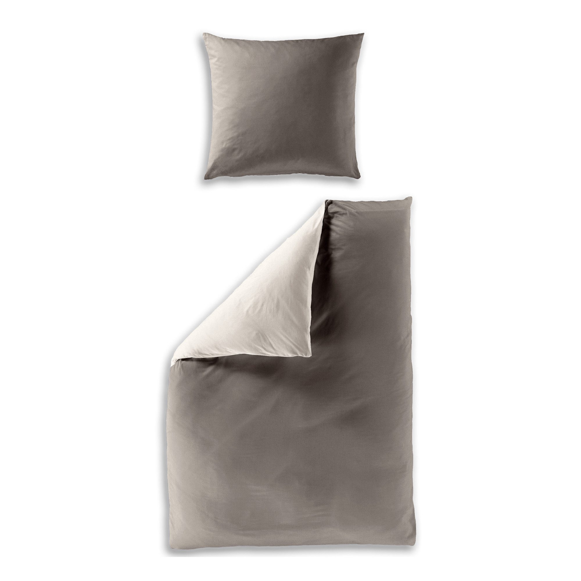 BIERBAUM Bettwäsche Bierbaum einfarbige Wende Bettwäsche 3297-80 mokka natur 135x200, Renforce, 2 teilig