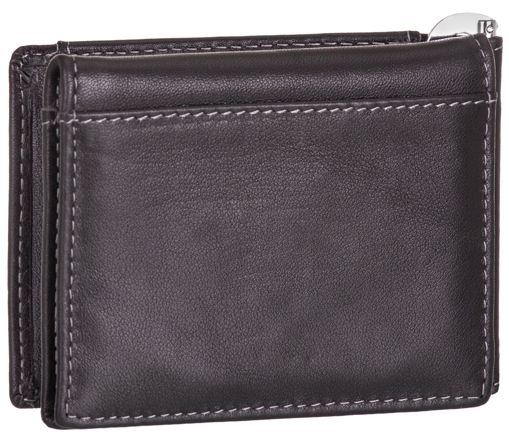 BAG STREET Geldbörse, schwarz Leder RFID-Schutz Münzfach mit Geldclip Geldbeutel Echt Portemonnaie Geldklammer