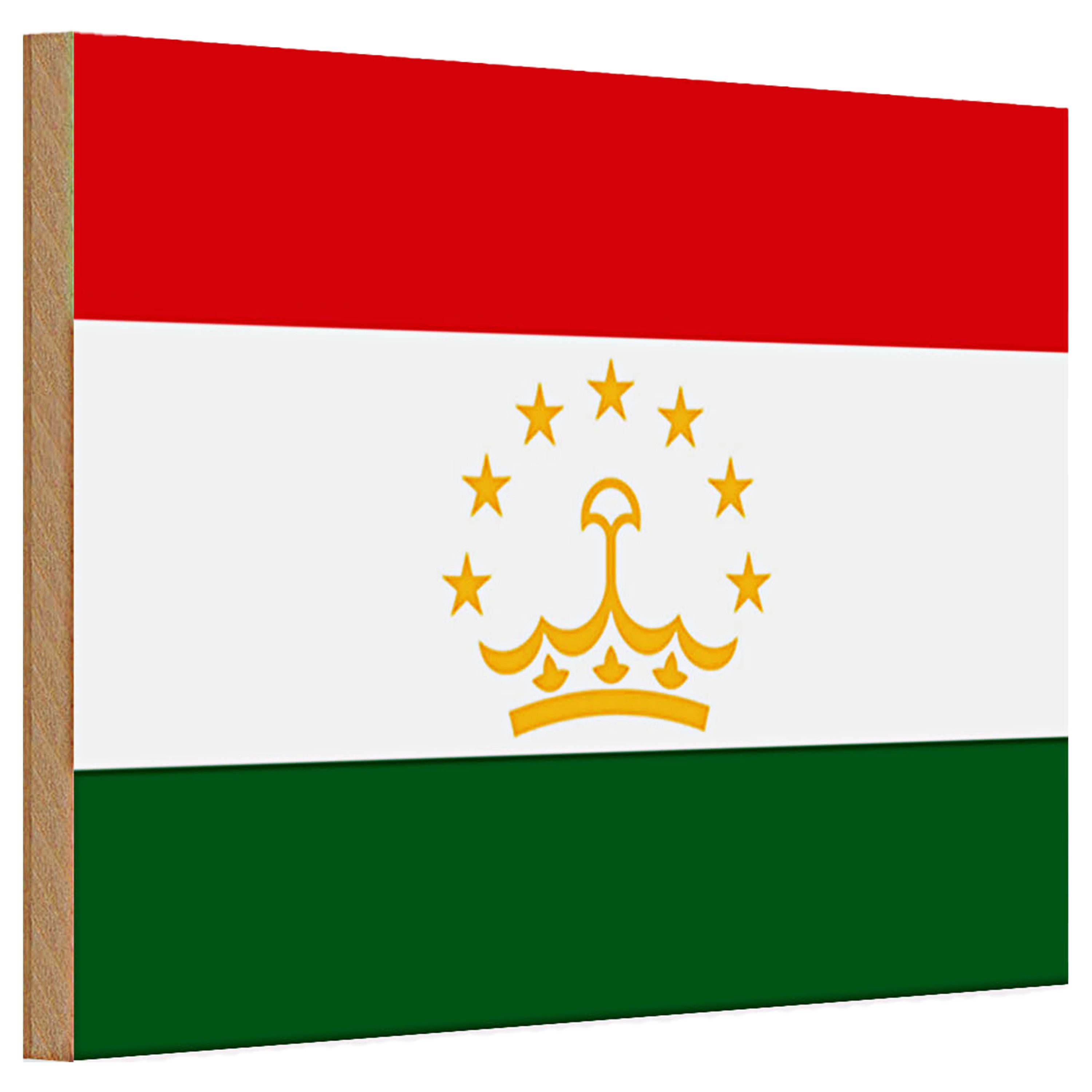 Roomando Holzbild Holzschild Flagge Tadschikistan 30x20cm Flag of Tajikistan
