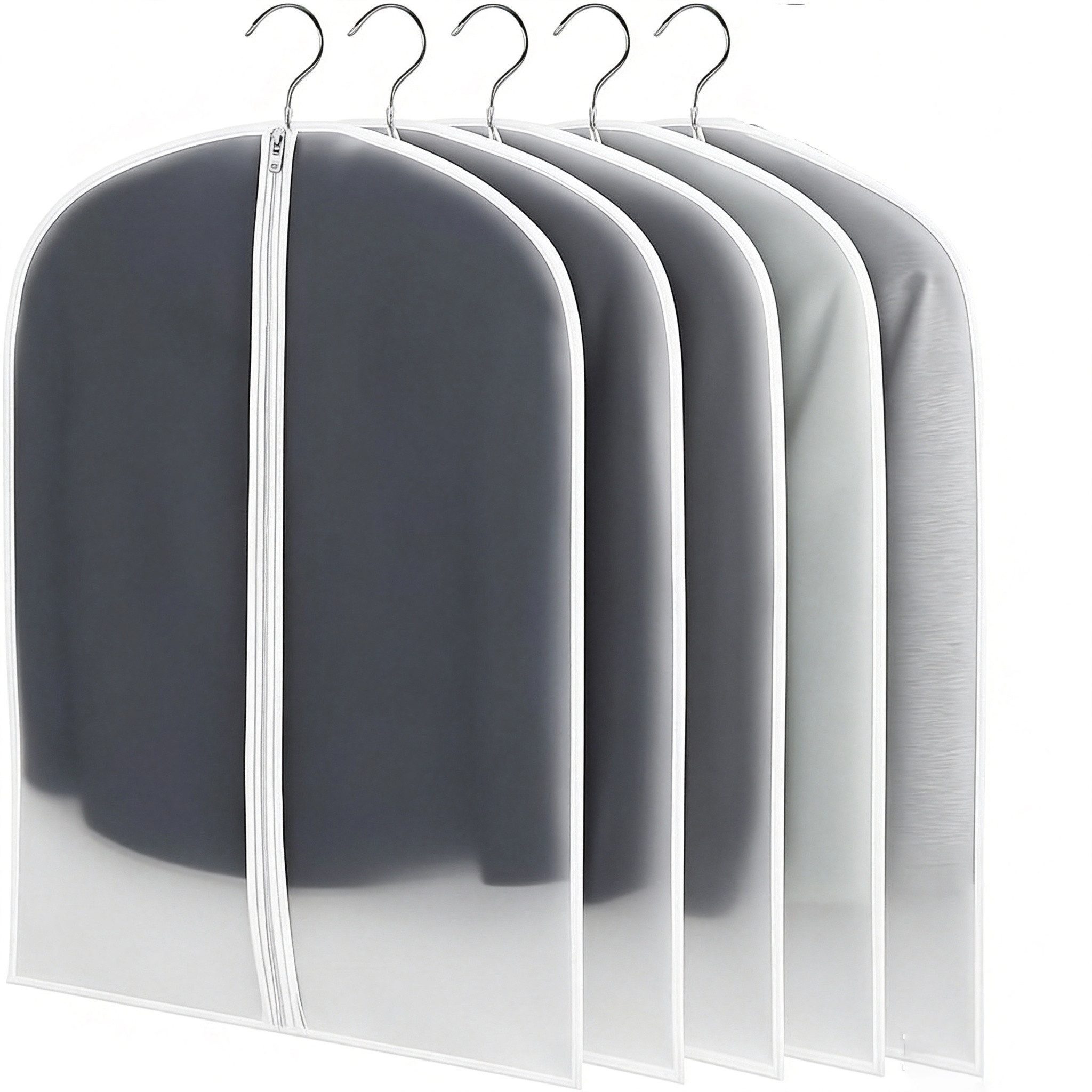 Fyrove Kleidersack 5er Kleidersack Staubschutz für Kleidung, 60x100 cm mit Reißverschluss Kleidersäcke für Kleidung bis 90cm Läng