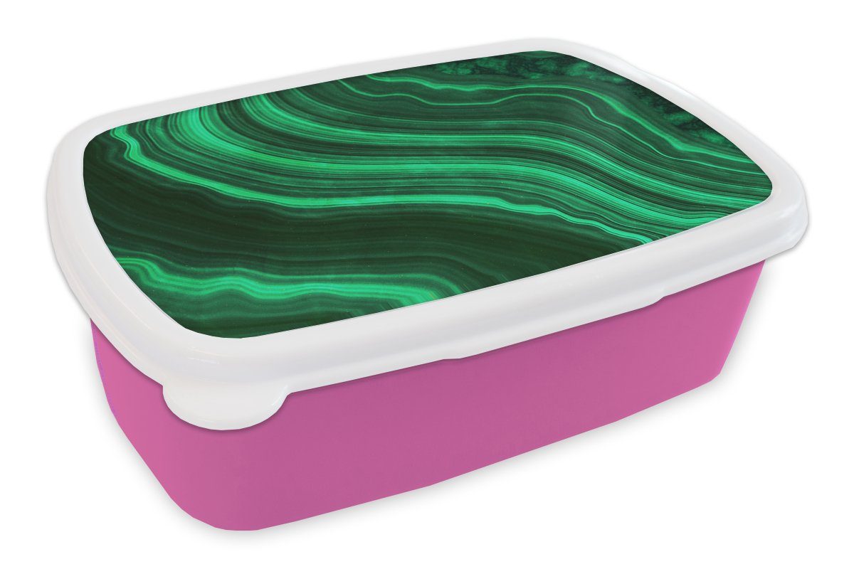 Kunststoff - für Grün Kunststoff, Snackbox, Brotbox rosa Edelsteine Erwachsene, MuchoWow Brotdose Marmor, - Achat - (2-tlg), Lunchbox Kinder, Mädchen,