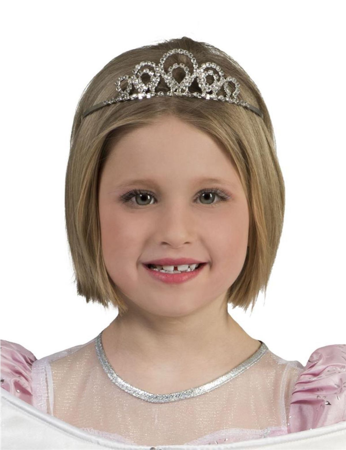 Funny Fashion Kostüm Silberne Strass Krone für Kinder, Tiara zum Prinz