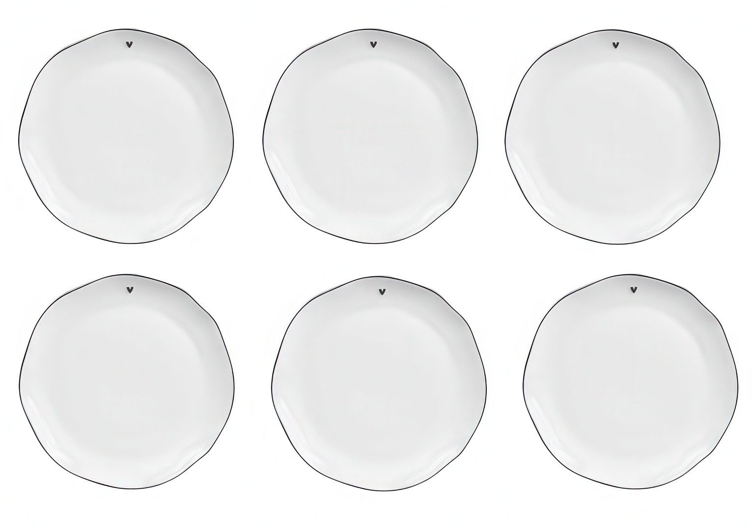 Bastion Collections Тарелка для завтрака Schwarzes Herz, Spülmaschinengeeignet, Weiß, Motiv: Herz