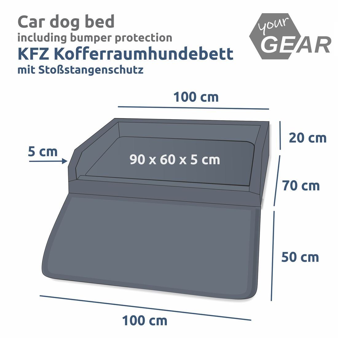 yourGEAR Tierbett your GEAR Termoli 100x70cm Hundebett Auto Kofferraum Lade günstig online kaufen