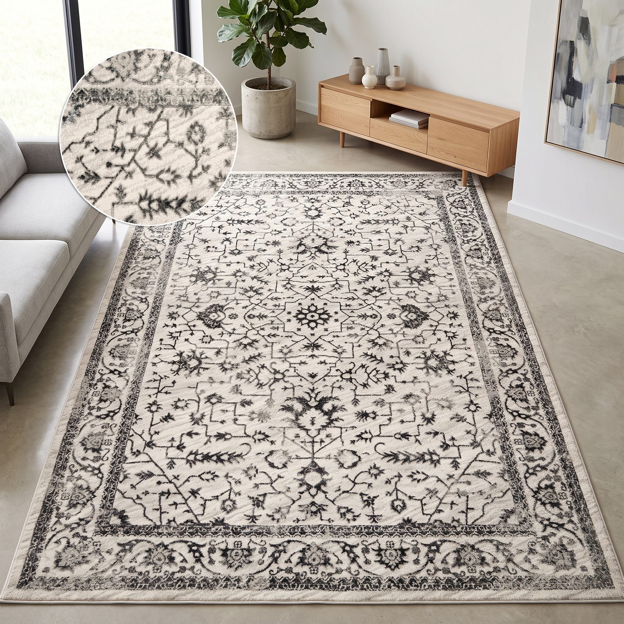 OTTO home Teppich Amira, orientalisches Design, rechteckig, Höhe: 11 mm, mit Bordüre, elegant, Vintage Optik, Wohnzimmer, Schlafzimmer