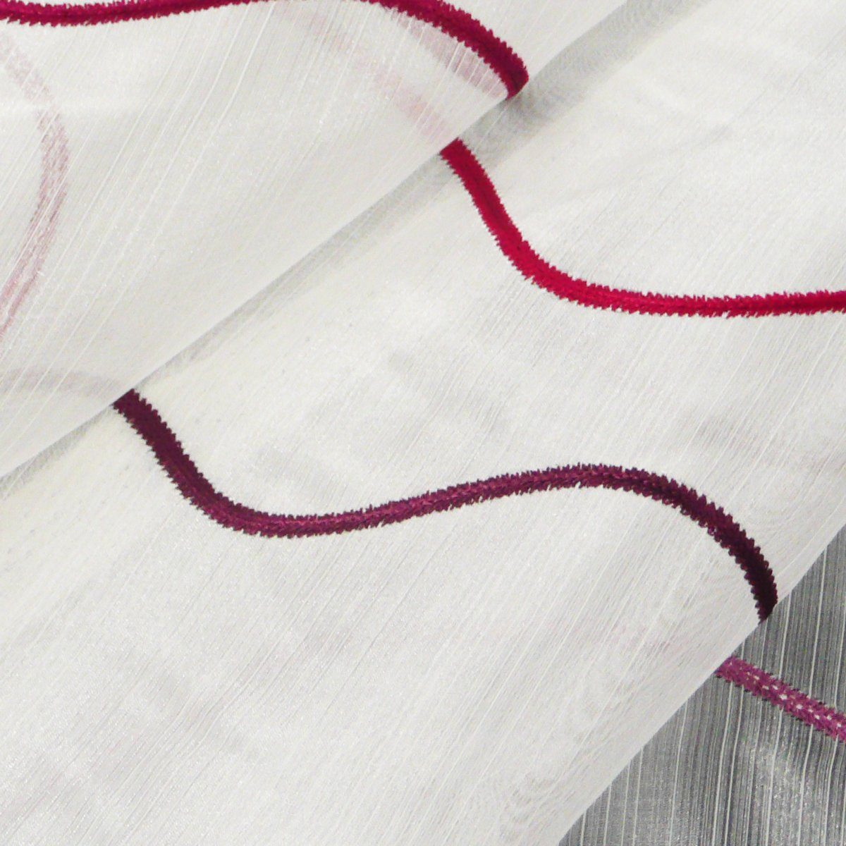 Meterware Rasch Organza Stickerei Wellen weiß pink lila rot, halbtransparent, Organza, überbreit