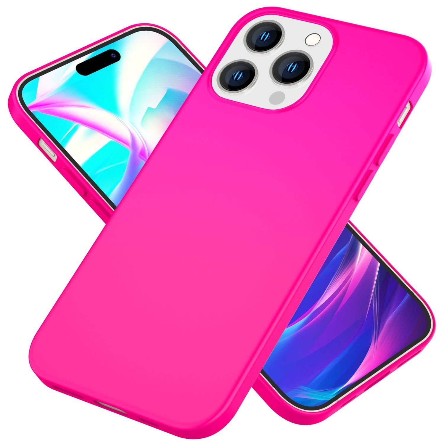Nalia Smartphone-Hülle Apple iPhone 14 Pro Max 17 cm (6,7 Zoll), Neon Silikon Hülle / Bunt Leuchtend / Rutschfest / Flexibel / Weich