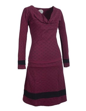 Vishes Jerseykleid Lagen-Look Jersey-Kleid Bedruckt Wasserfall-Kragen Hippie, Boho, Goa Elfen Style