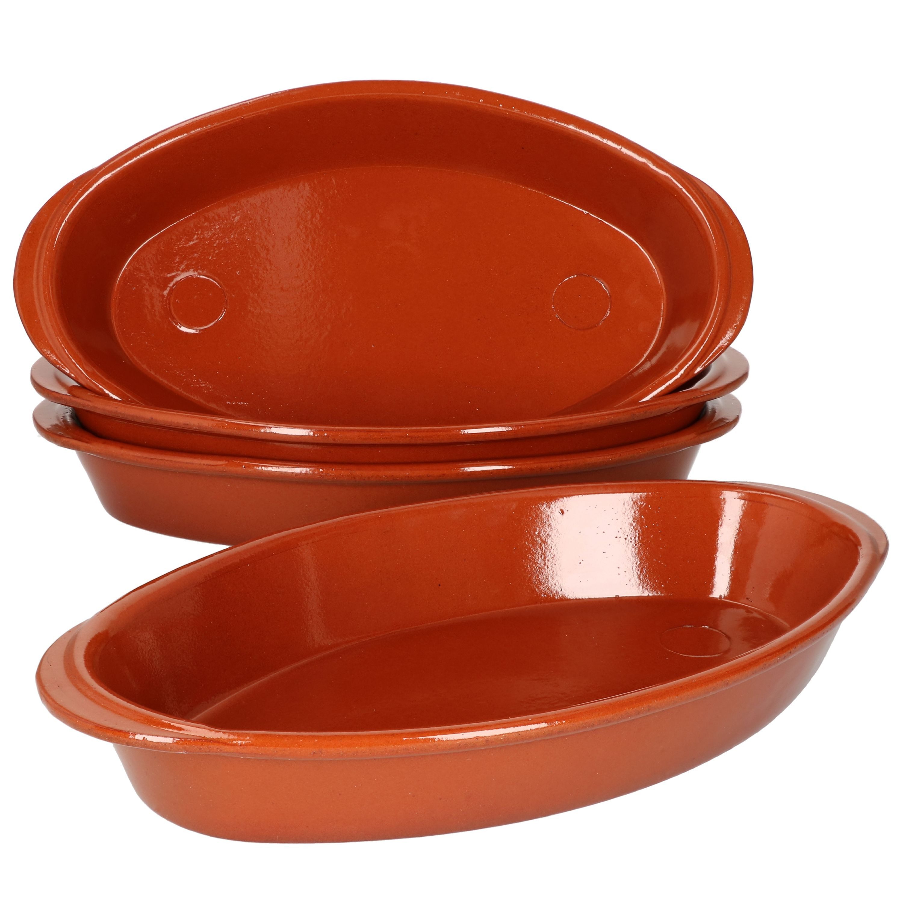 MamboCat Auflaufform 4er Set Ovale Auflaufform Boris Ton 32x18cm Größe M Mittelalter, Steingut