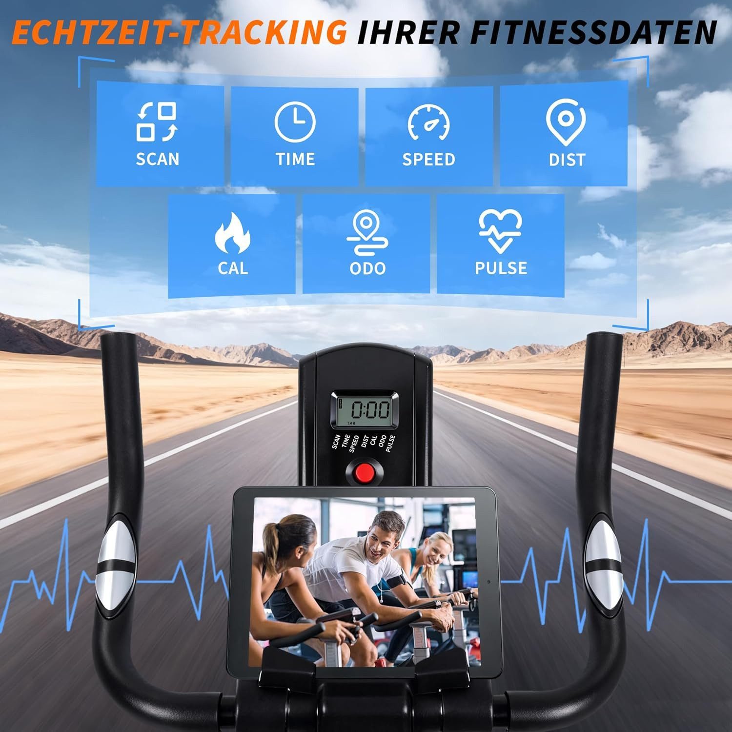 ZMH Heimtrainer 3in1 mit Magnetwiderstand - Klappbares stationäres Fahrrad für Zuhause, Fahrradtrainer Speedbike für Training zu Hause