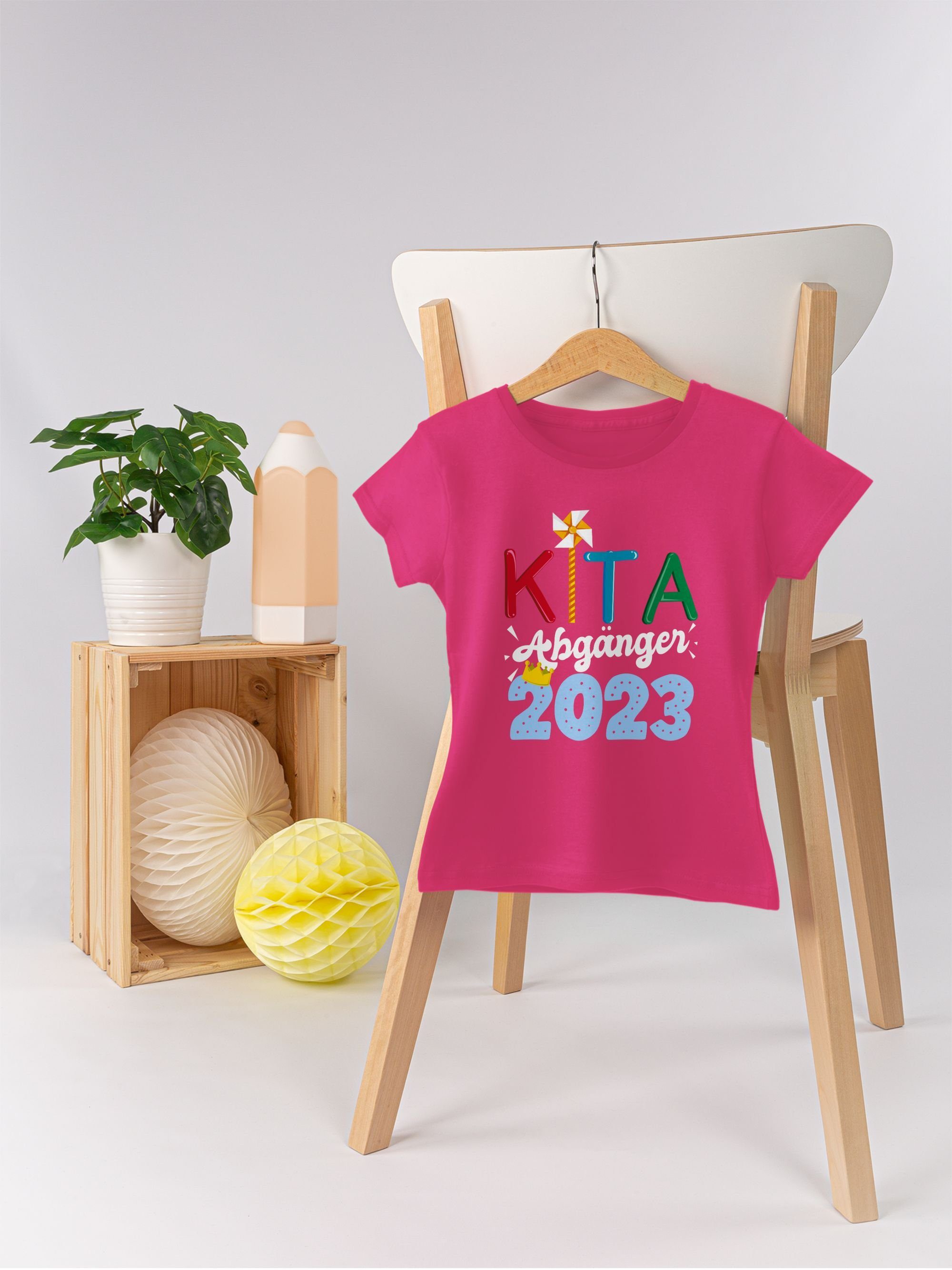 T-Shirt Mädchen Abgänger Fuchsia Shirtracer Einschulung Kita I 1 2023