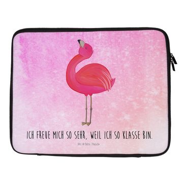 Mr. & Mrs. Panda Laptop-Hülle Flamingo stolz - Aquarell Pink - Geschenk, Tasche, Selbstliebe, Noteb
