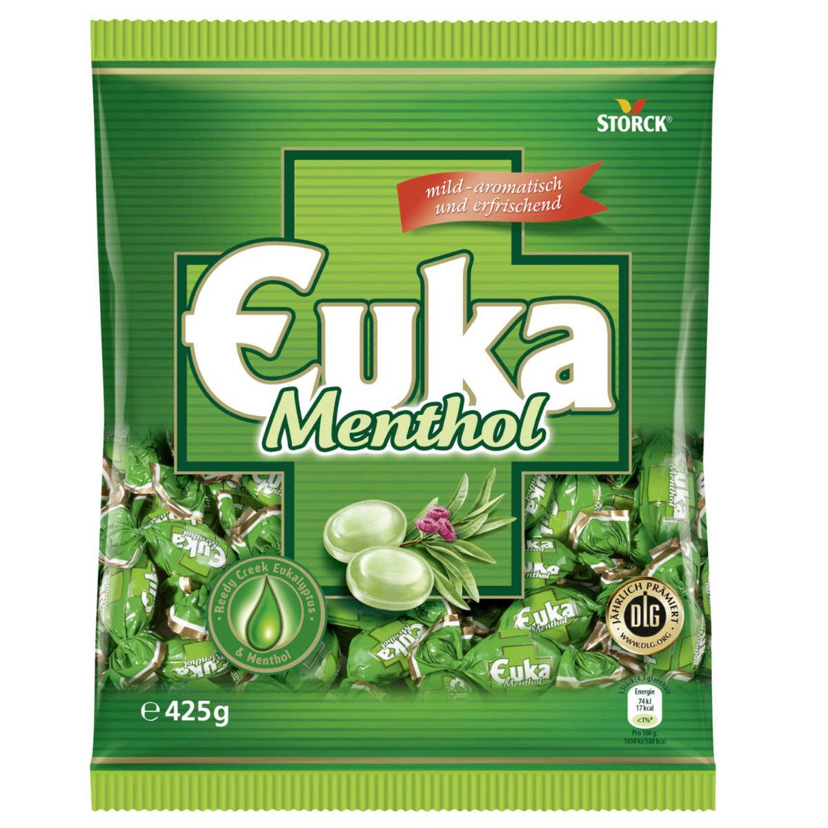 STORCK Süßigkeit, Storck Euka Menthol einzeln verpackte Eukalyptus Menthol Bonbons 425g