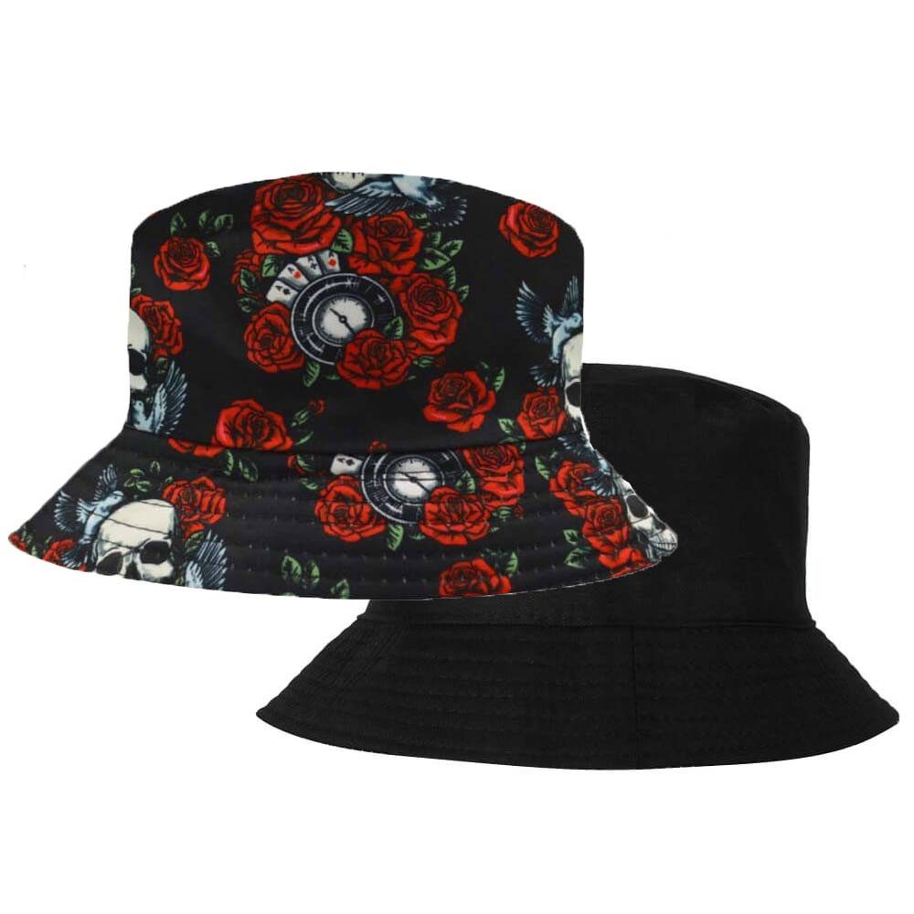 RAINBOW Kostüm Anglerhut Wendehut Fischerhut Totenkopf