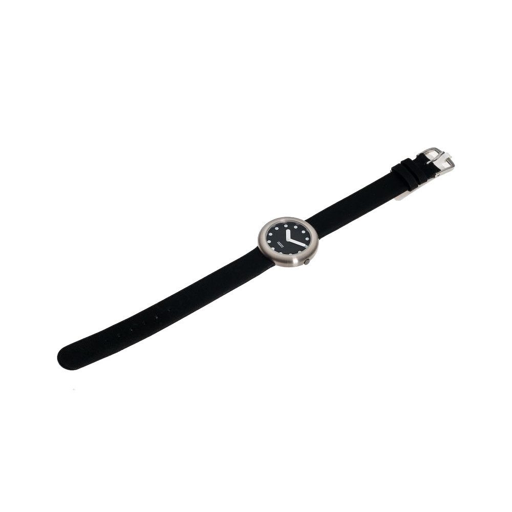 Watchpeople Quarzuhr Damen Armbanduhr Liz Edelstahl Lederband Schwarz Weiß WP-9000222, flach und leicht, schwarze Zeiger, versenkte Krone im Gehäuse