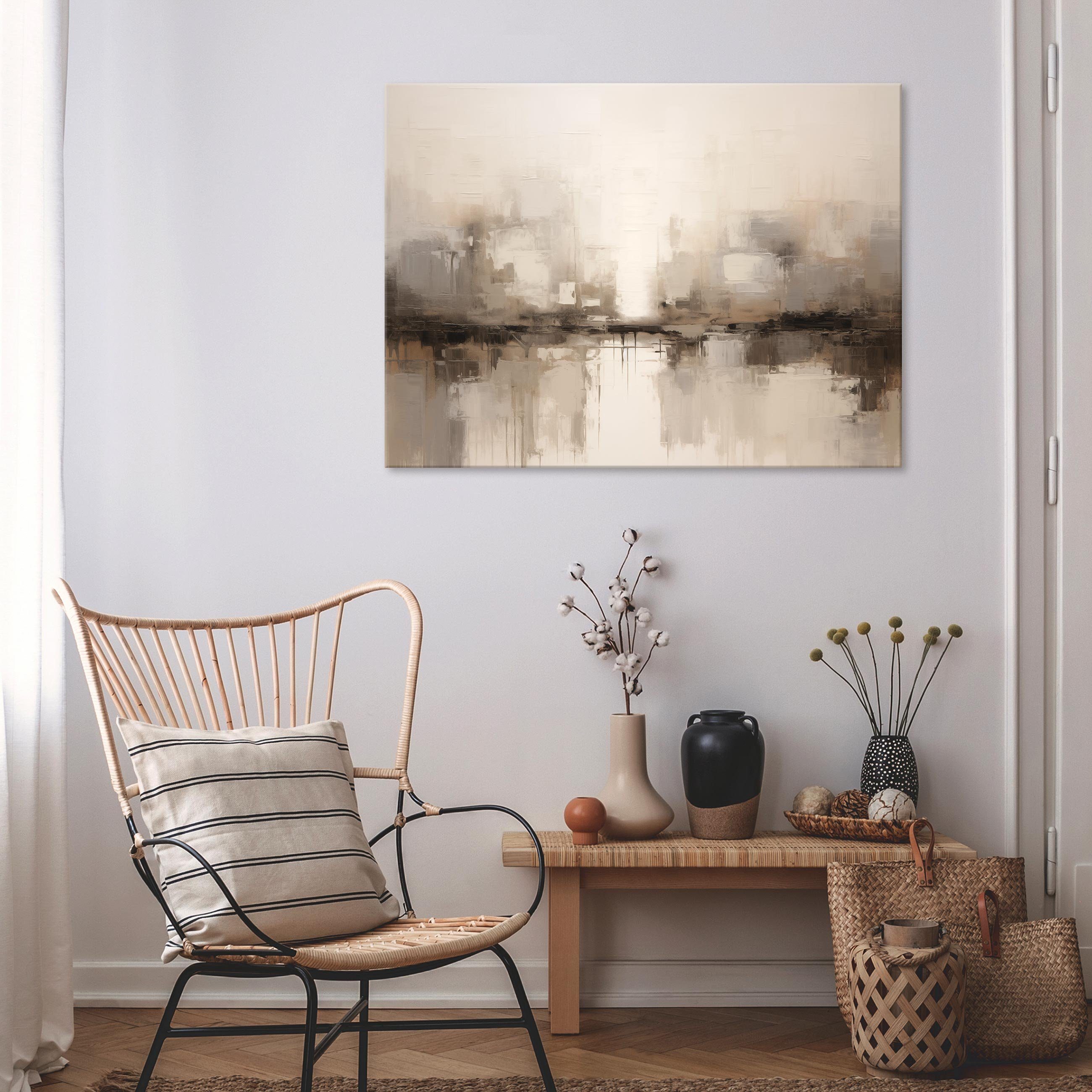 Wallarena Leinwandbild Abstrakt Kunst Beige Modern Wandbild Groß Kunstdruck günstig online kaufen