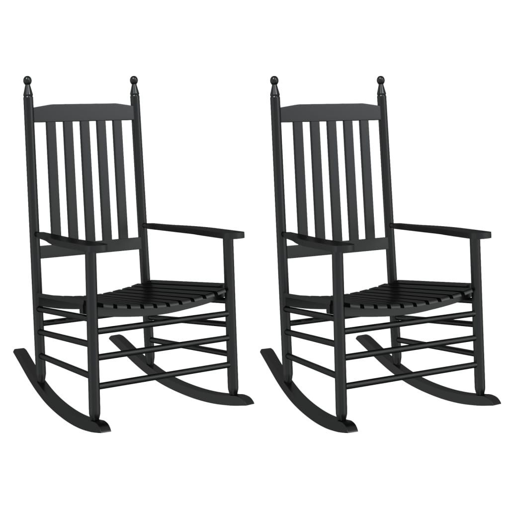 vidaXL Schaukelstuhl Schaukelstühle mit Gebogenen Sitzen 2 Stk. Schwarz Pappelholz (1 St)