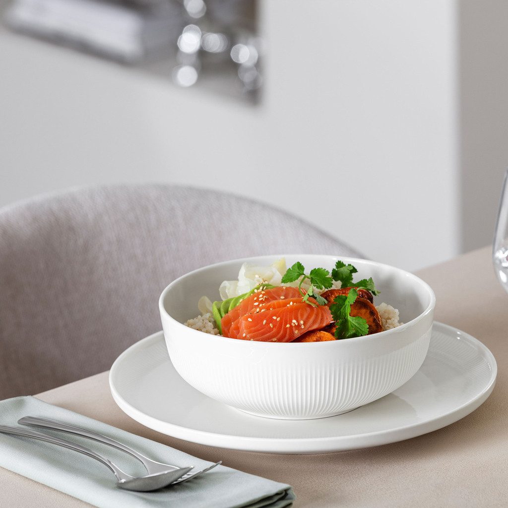 Villeroy & Boch Salatschüssel Afina Schüssel rund 1 l, Porzellan, (1-tlg), Premium Porcelain, mikrow.- & spülm.sicher, Made in Germany