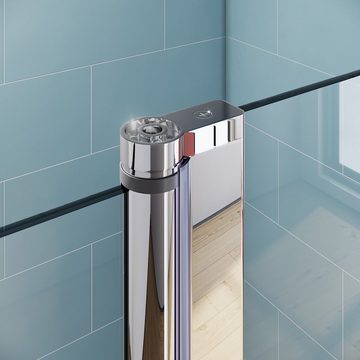 SONNI Badewannenaufsatz Duschwand für Badezimmer mit Nano Glas, Sicherheitsglas (2 tlg), 120x140 cm, chrom