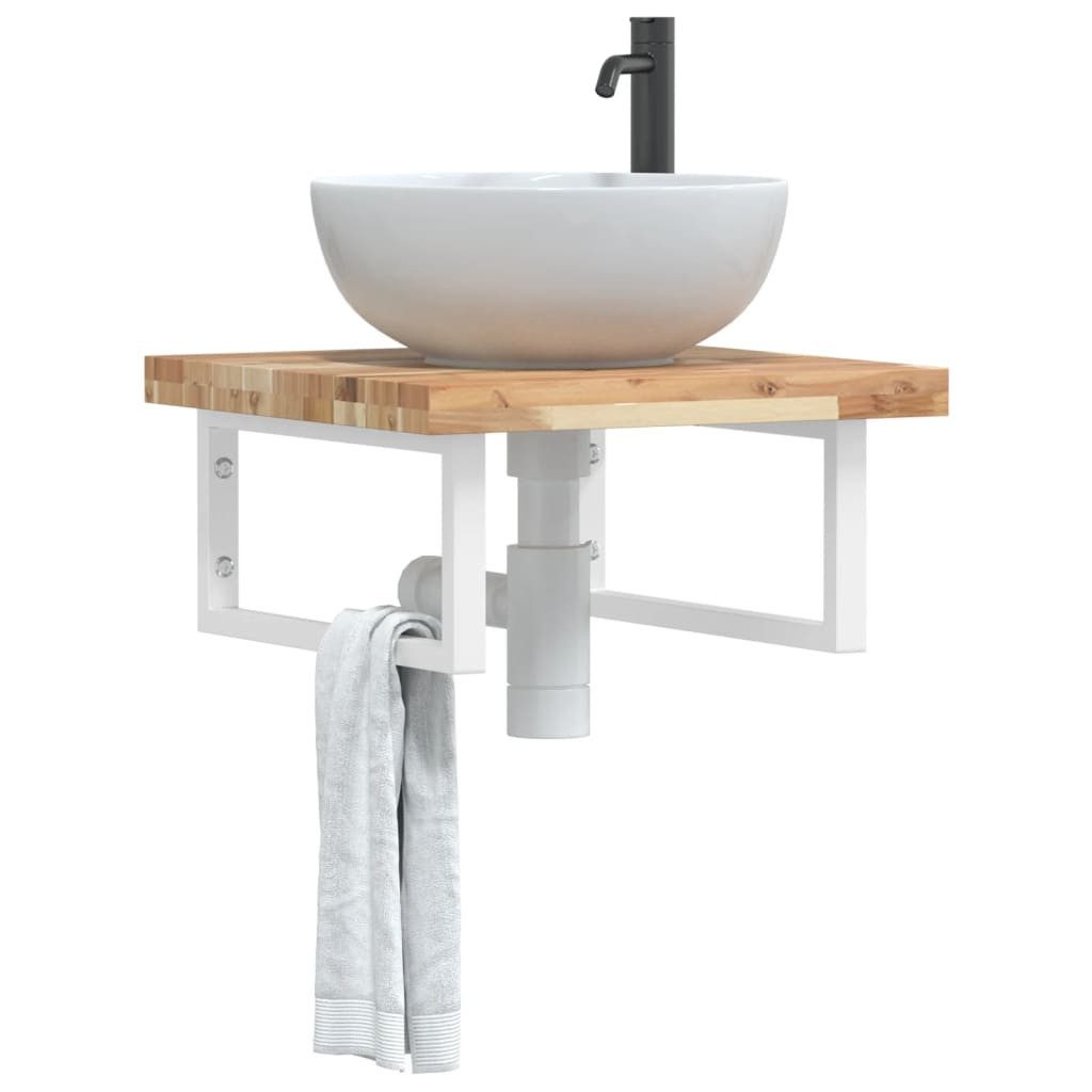 vidaXL Badezimmerspiegelschrank Waschbeckenregal Wandmontage Stahl und nholz (1-St)