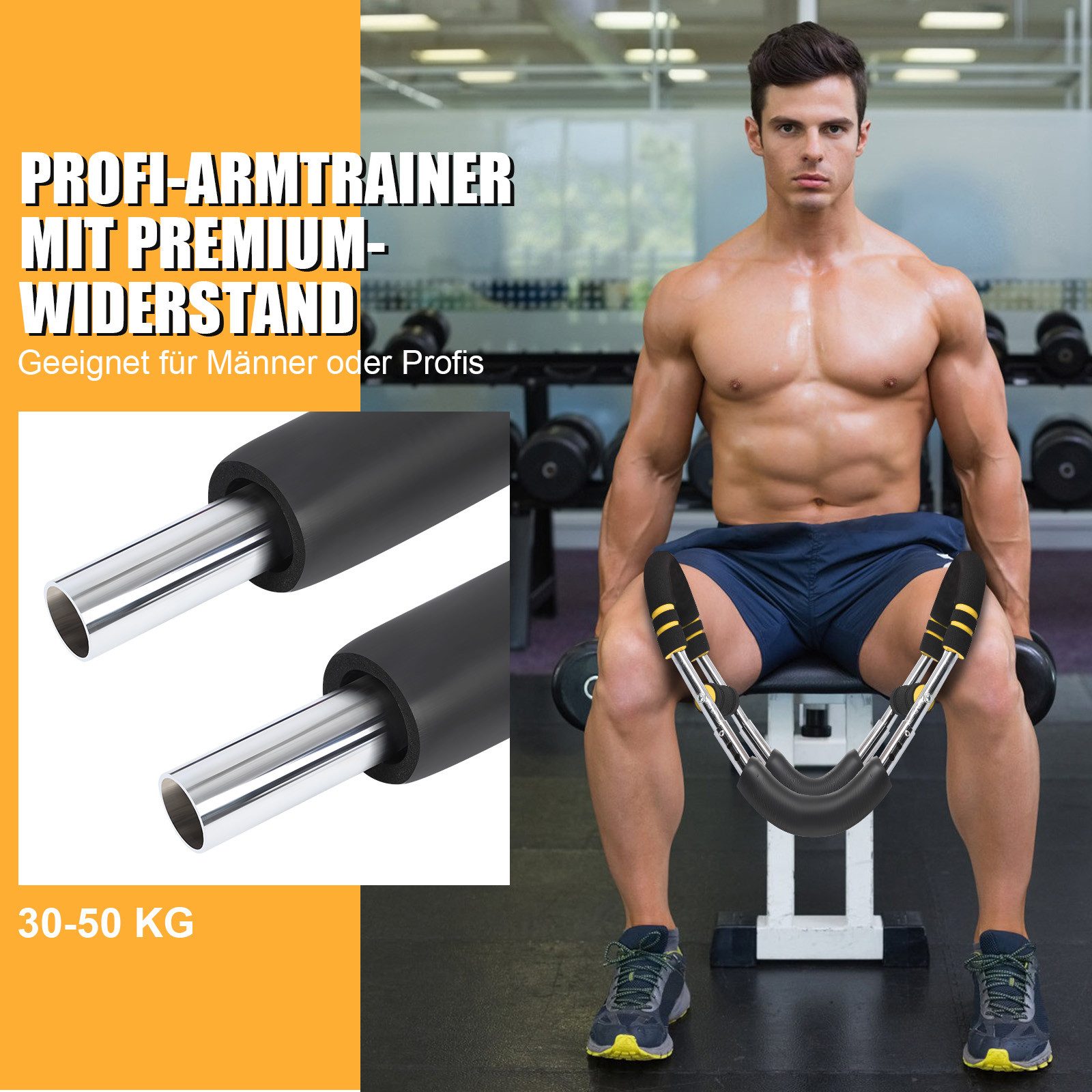JOYOLEDER Multitrainer Twister Armtrainer Biegehantel, Verstellbares Brust Trainingsgerät &, (Muscle fit Gerät (30-50 kg / 70-110 lb), Tragbarer Power Twister, mit abnehmbarem Design, Trainingsgeräte für Zuhause, Büro & Reise)