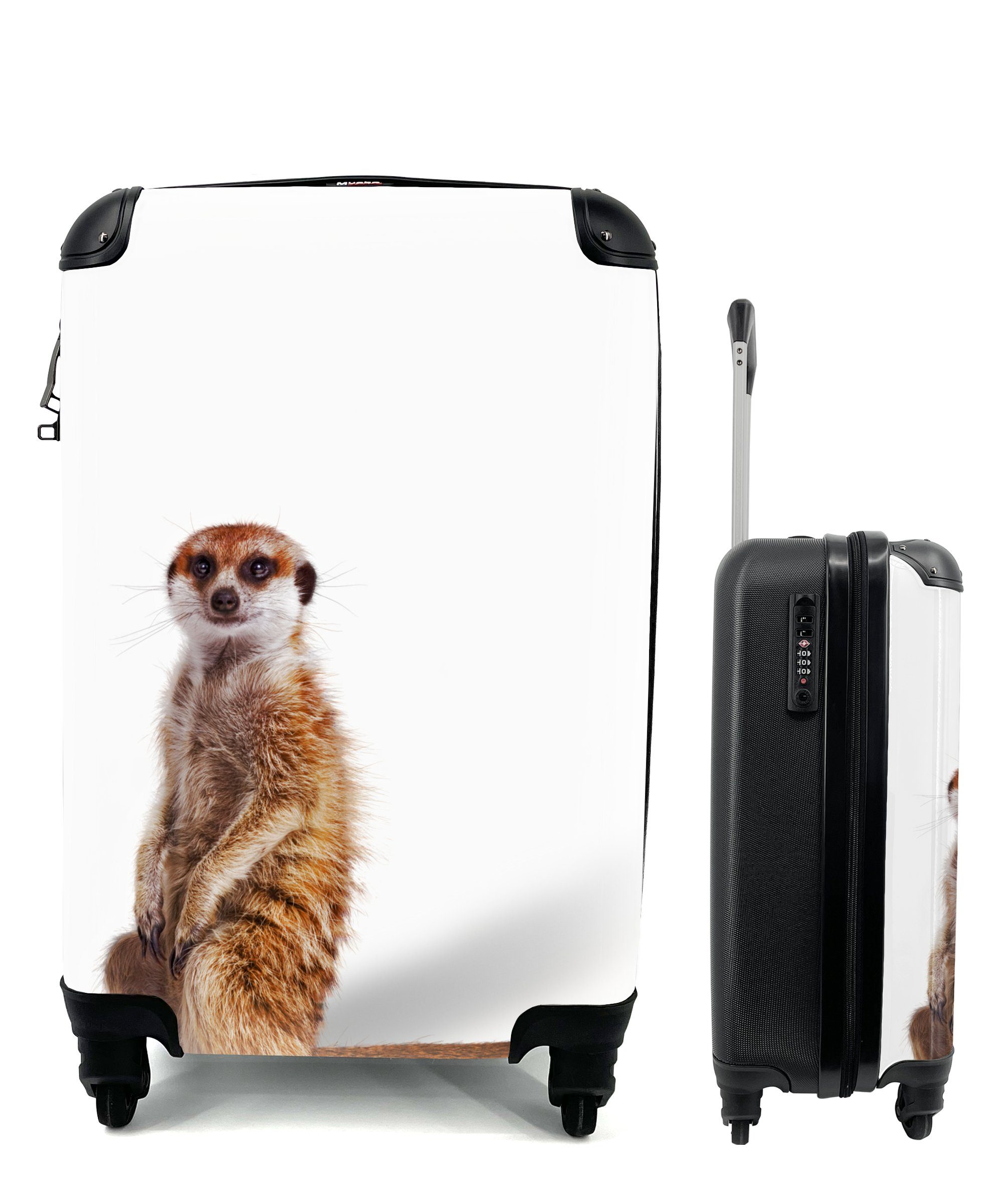 Reisekoffer Handgepäckkoffer mit - Handgepäck Erdmännchen 4 Reisetasche Fell, MuchoWow Tiere für Ferien, rollen, Trolley, - Rollen,