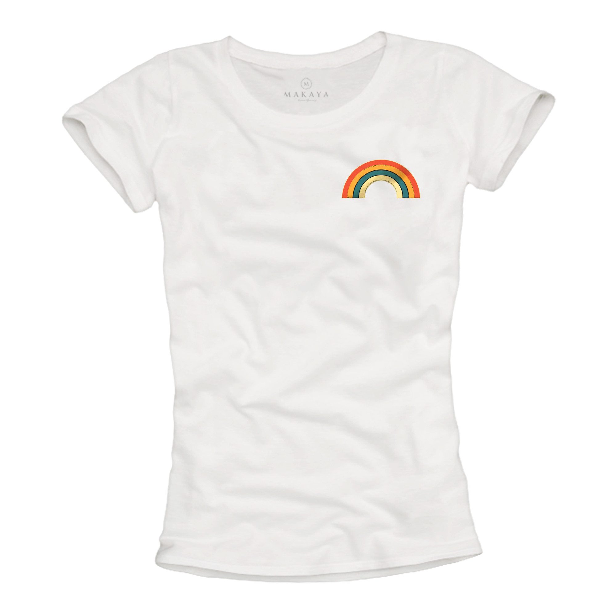 MAKAYA Print-Shirt mit Regenbogen Damen Vintage Regenbogenfarben Rainbow To günstig online kaufen