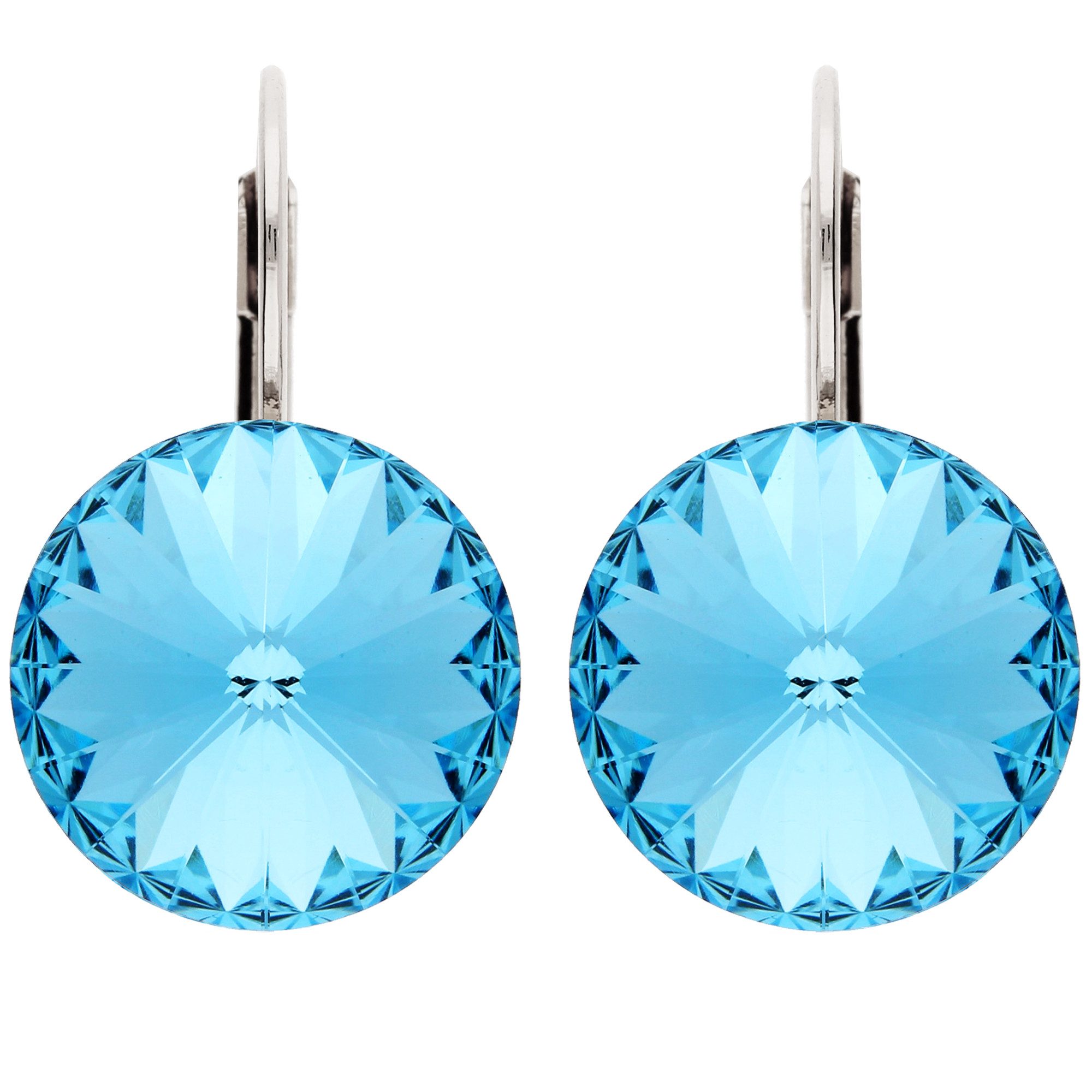 LÖB Paar Creolen 18K Weißgold vergoldet Ohrringe Hängend Kristall Anhänger silber blau (Geschenke für Frauen Beste Freundin Mutter Mama Damen Ehefrau sie zum Geburtstag Ostern Muttertag Muttertagsgeschenk, Inkl. Schmuckbox), Ohrhänger Brisur Creolen Tropfen Stein Tropfenanhänger Hellblau Rund