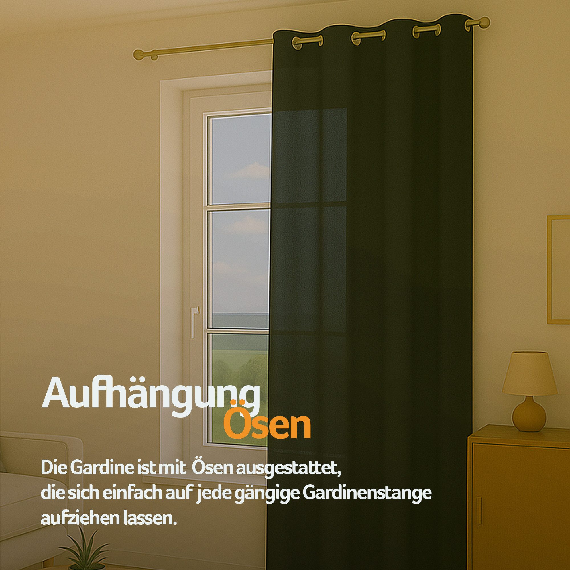 Bestlivings Vorhang „Ellen“ mit Ösen (1 St), Ösen, blickdicht, einfarbig, waschbar bei 30°C, bügelleicht, strapazierfähig, formstabil
