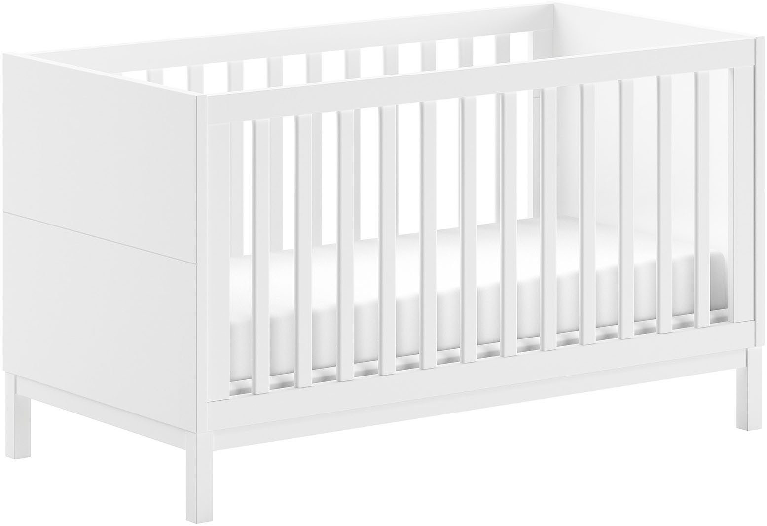 Babybett in gradlinigem Design, standfest gebaut, pflegeleichte Oberfläche