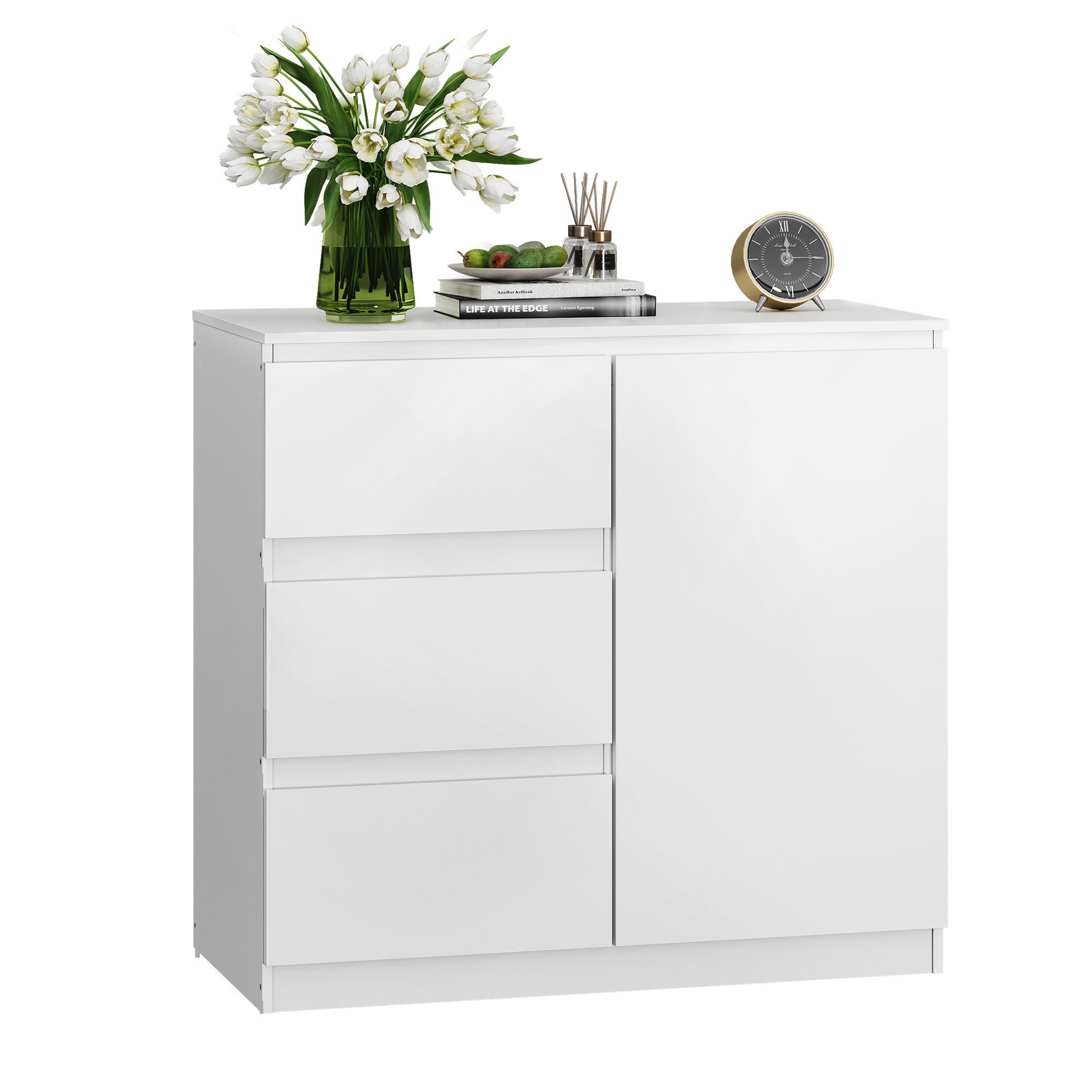 WLIVE Sideboard Kommode, Breite 80 cm, Sideboard mit 3 Schubladen & 1 Tür, günstig online kaufen