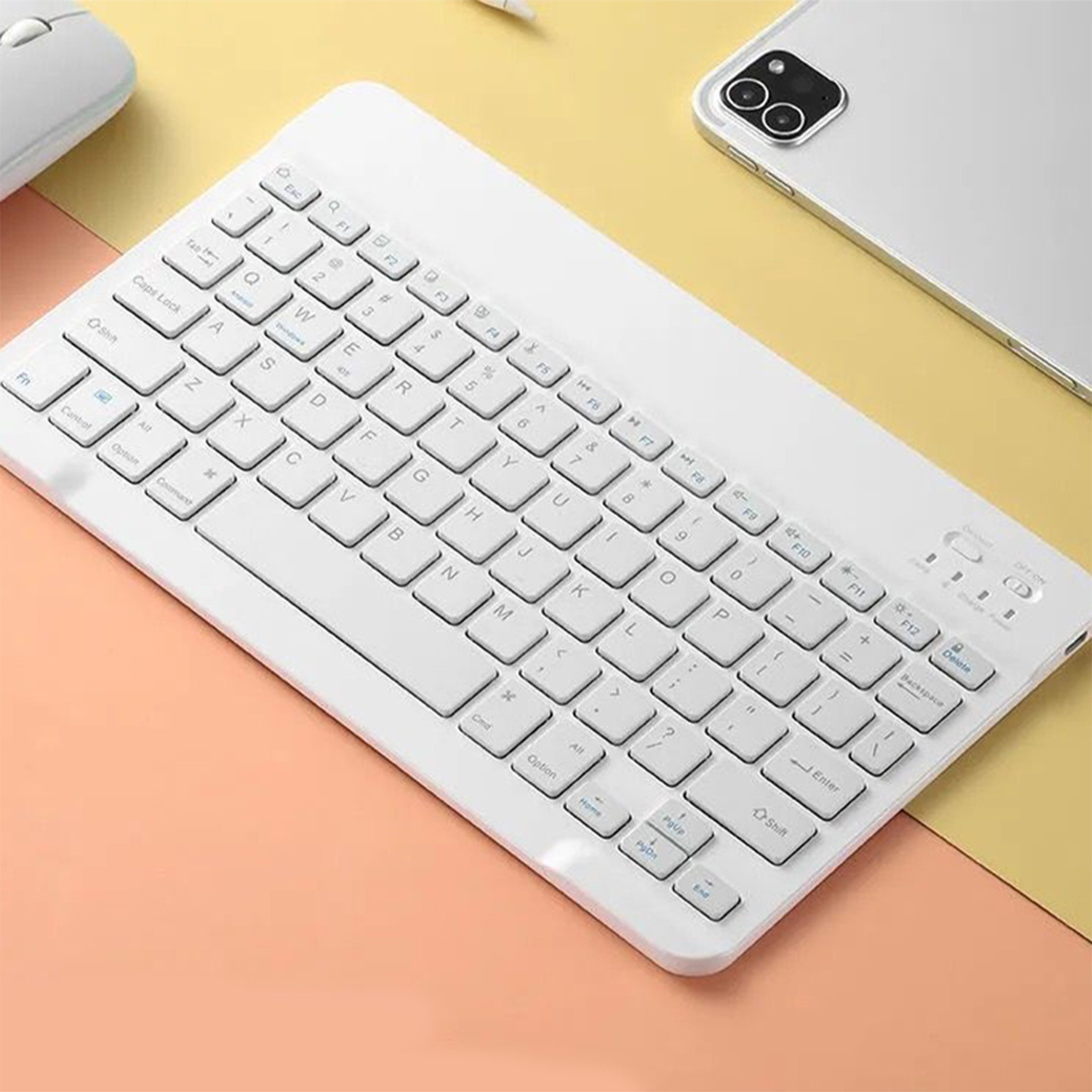 KINSI Bluetooth Tastatur Maus Set,ultraflach & geräuscharm,kabellos Tastatur- und Maus-Set, (Enthält Tastatur und Maus), 10 Zoll, für PC & Tablet