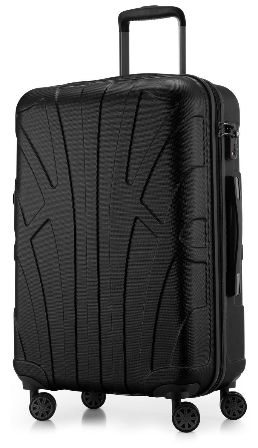 Suitline Koffer S1, 4 Rollen, Robust, Leicht, TSA, Erweiterbar, 65 cm, ca. 58 - 68 Liter Packvolumen Schwarz