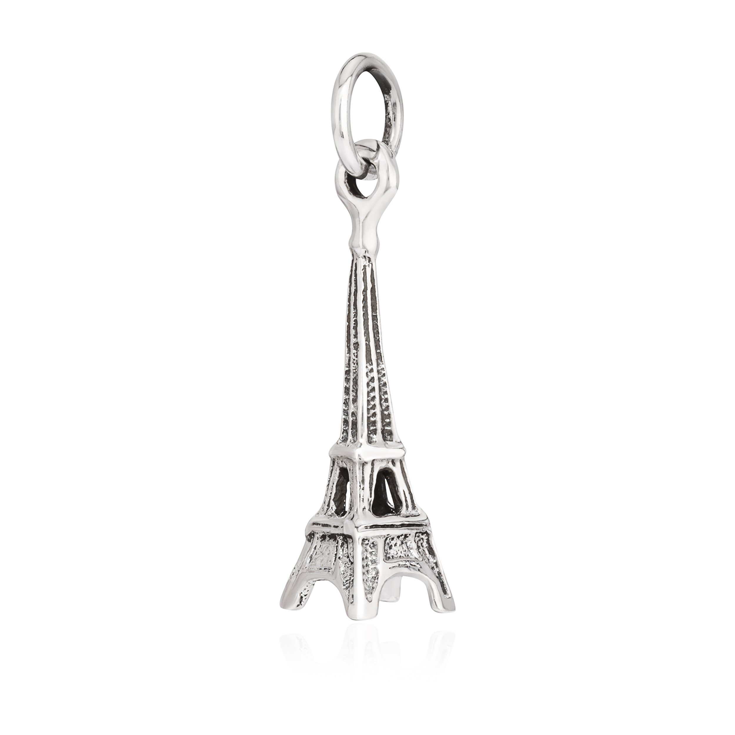 NKlaus Kettenanhänger Paris, Silber rhodiniert Eiffelturm 925 Silber 21x7mm Kettenanhänger 925