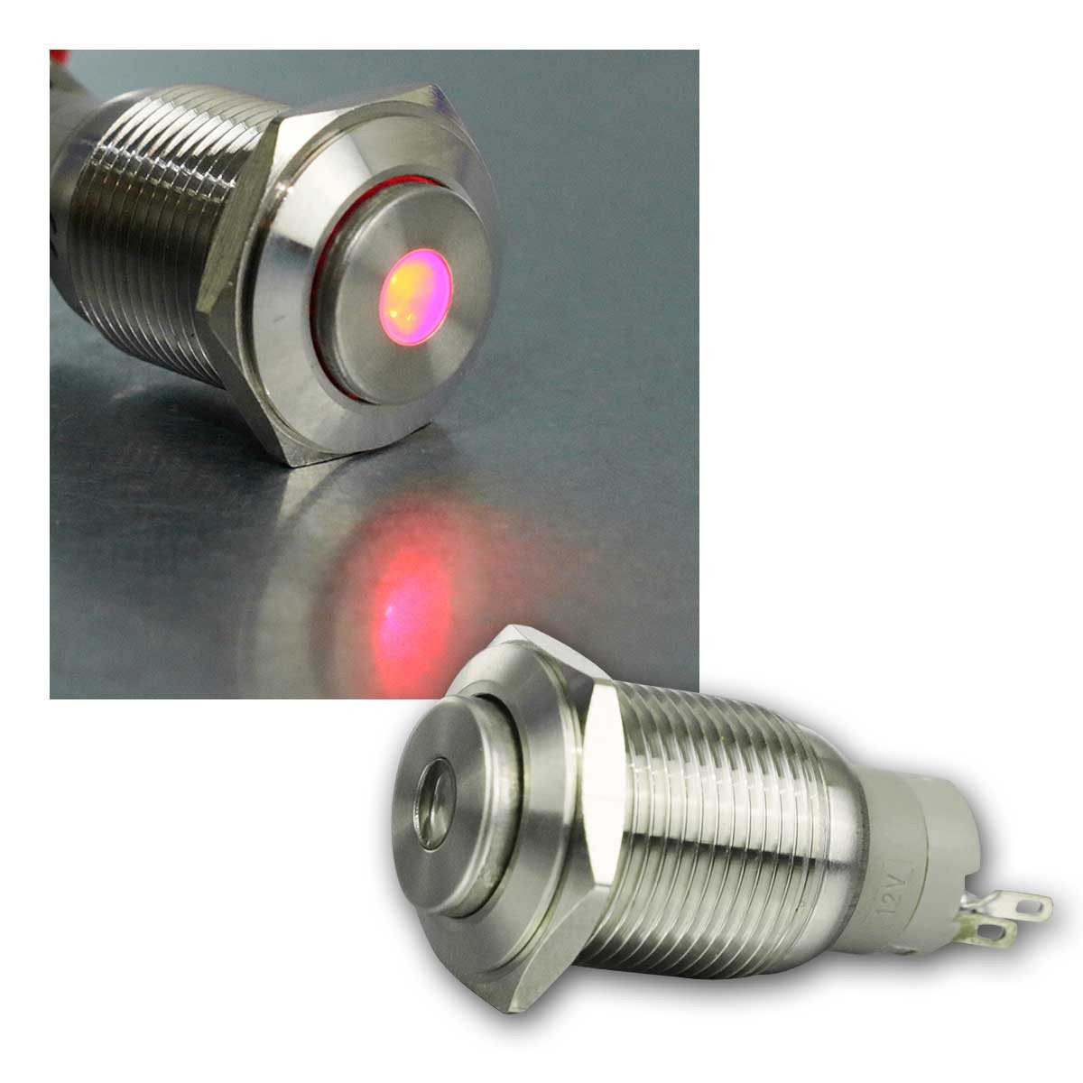 Sintron Schalter Metallschalter mit Punktbeleuchtung rot, Ø16mm