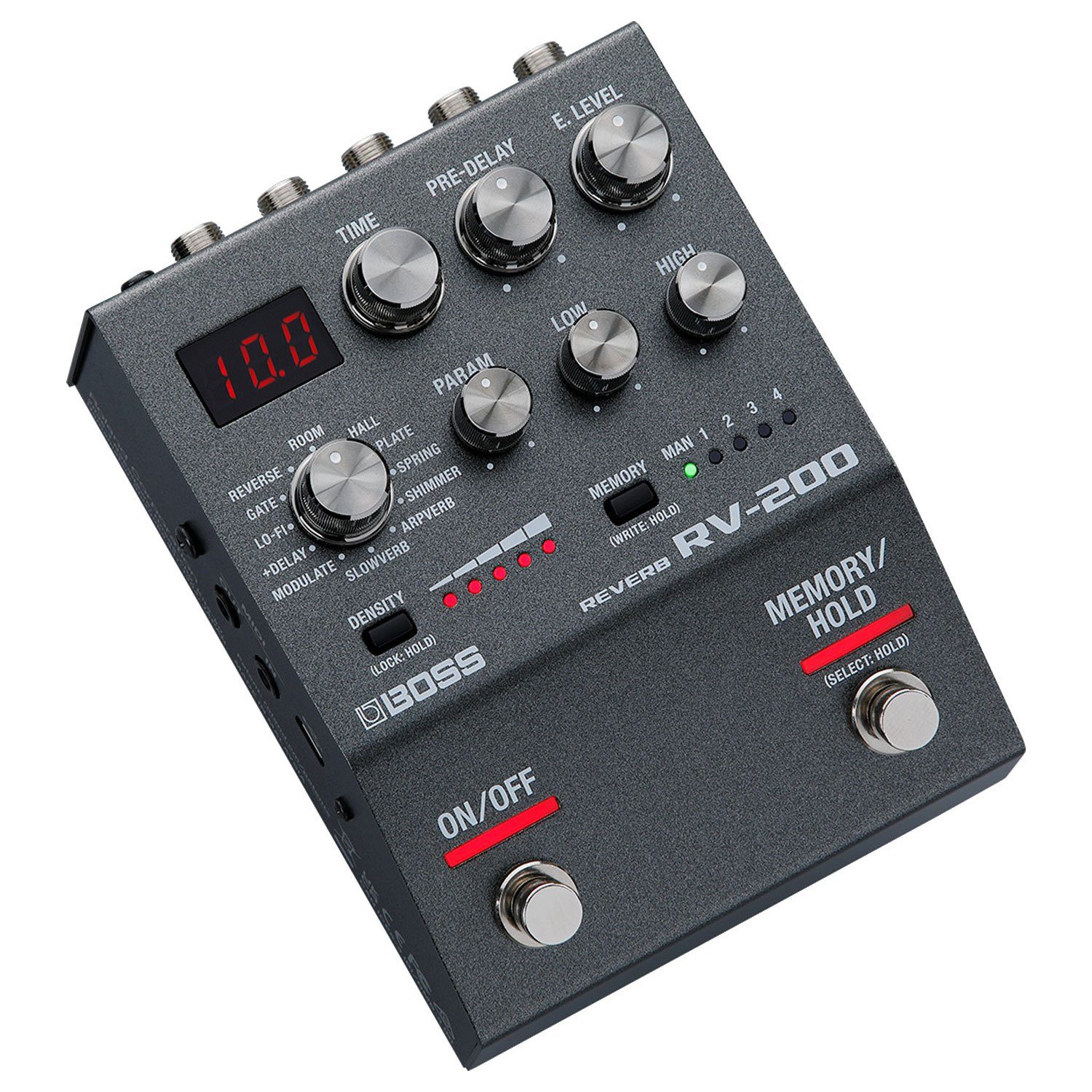 Boss by Roland Musikinstrumentenpedal Boss RV-200 Reverb Hall-Effektgerät, Reverb Pedal Hall-Effektgerät