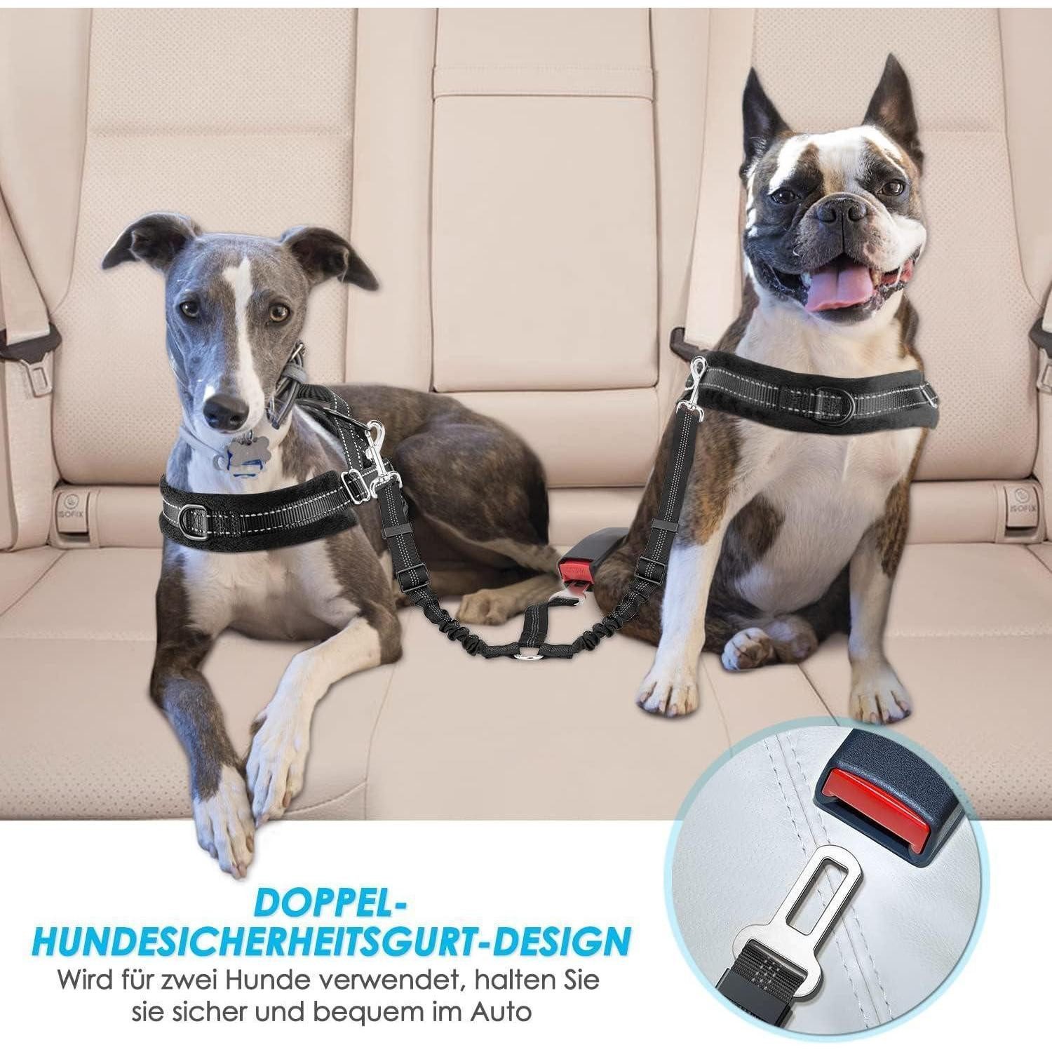 SlowTon Autohundegeschirr Anschnallgurt Hund Auto 2in1 elastischer verstellbarer