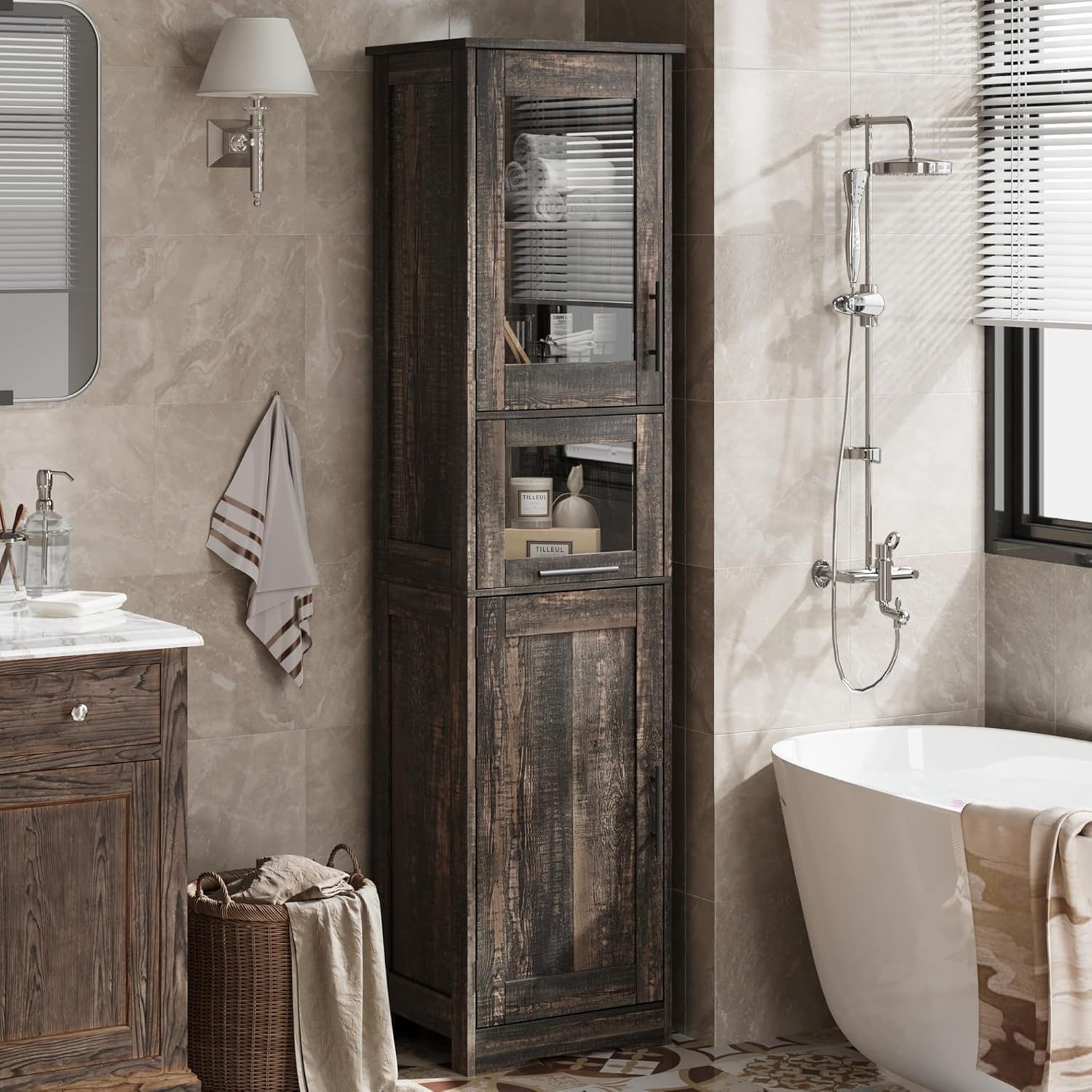 GarveeMore Hochschrank 170cm Badezimmerschrank - Badschrank günstig online kaufen