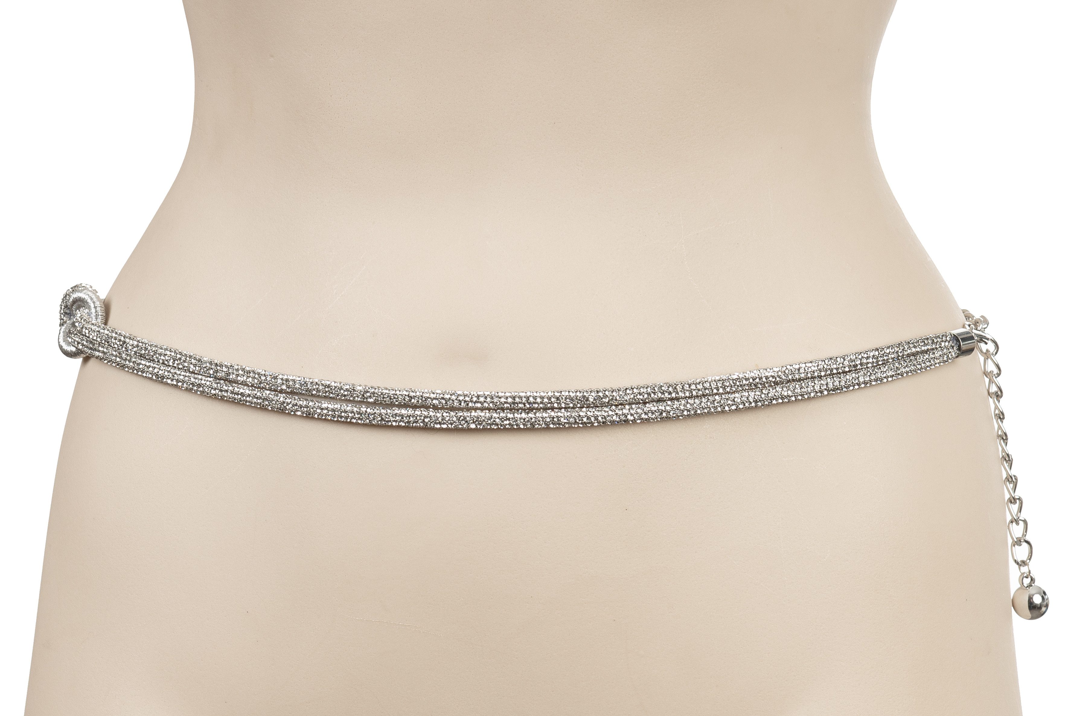 Cassandra Accessoires Kettengürtel Damen Taillenkette Hüftkette Silber - mit Knoten-Design und Strass – Bild 5 von 5