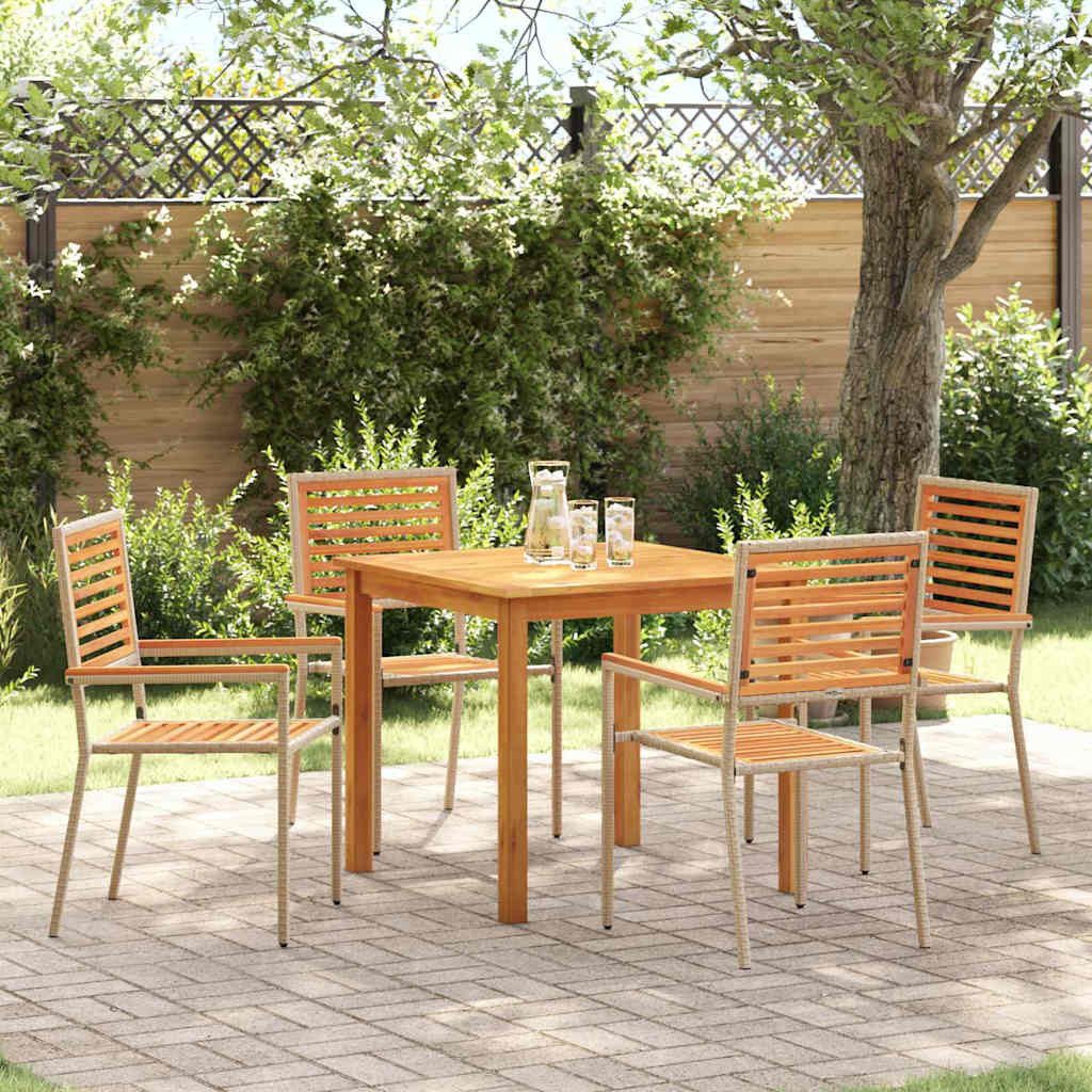 Garten-Essgruppe Garten-Dining-Set Beige 85x85x74 cm mit 4 Stühlen aus Echtholz