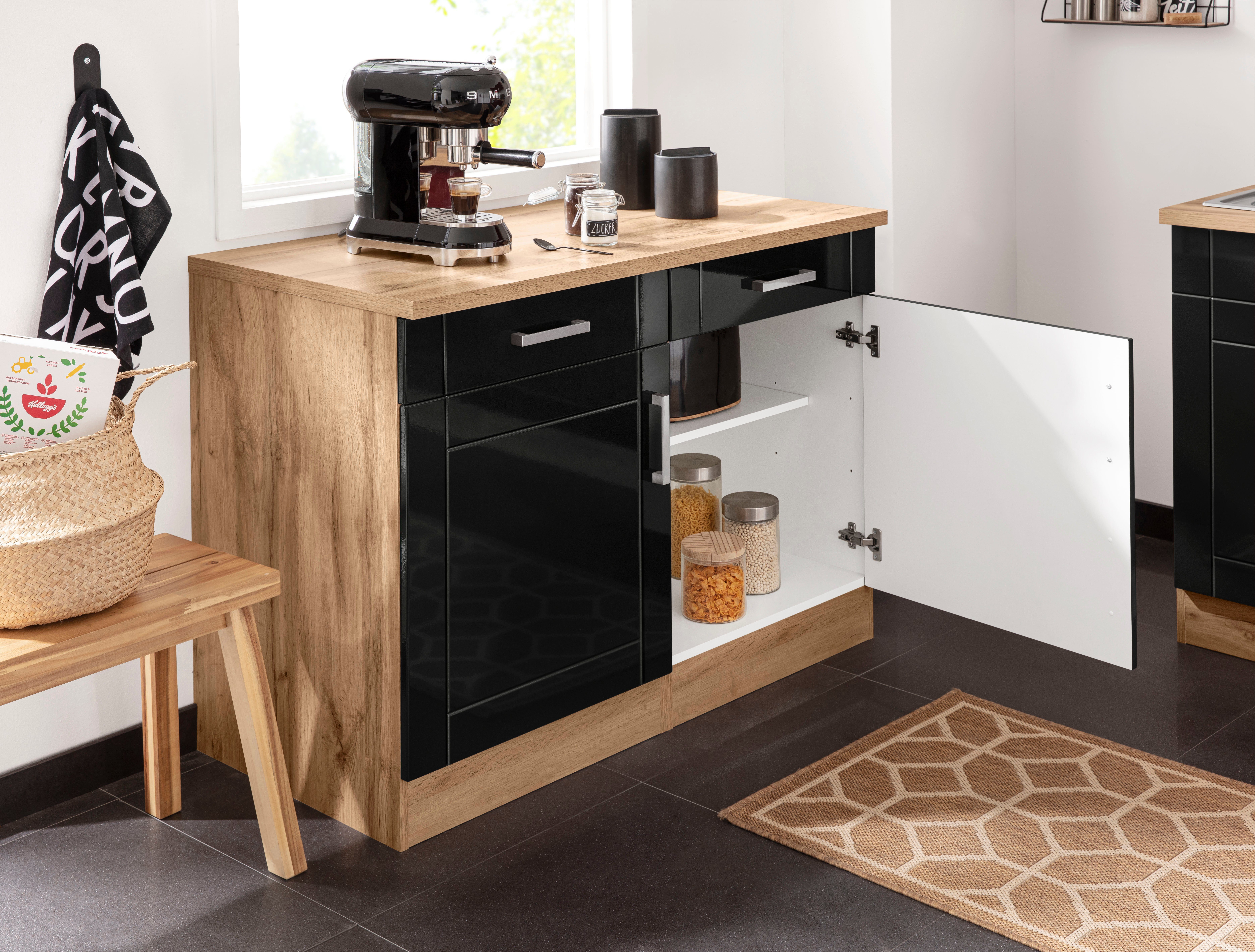 KOCHSTATION Unterschrank KS-Tinnum 120 cm breit, Metallgriffe, MDF Fronten, 2 Schubkästen, 2 Türen – Bild 2 von 5
