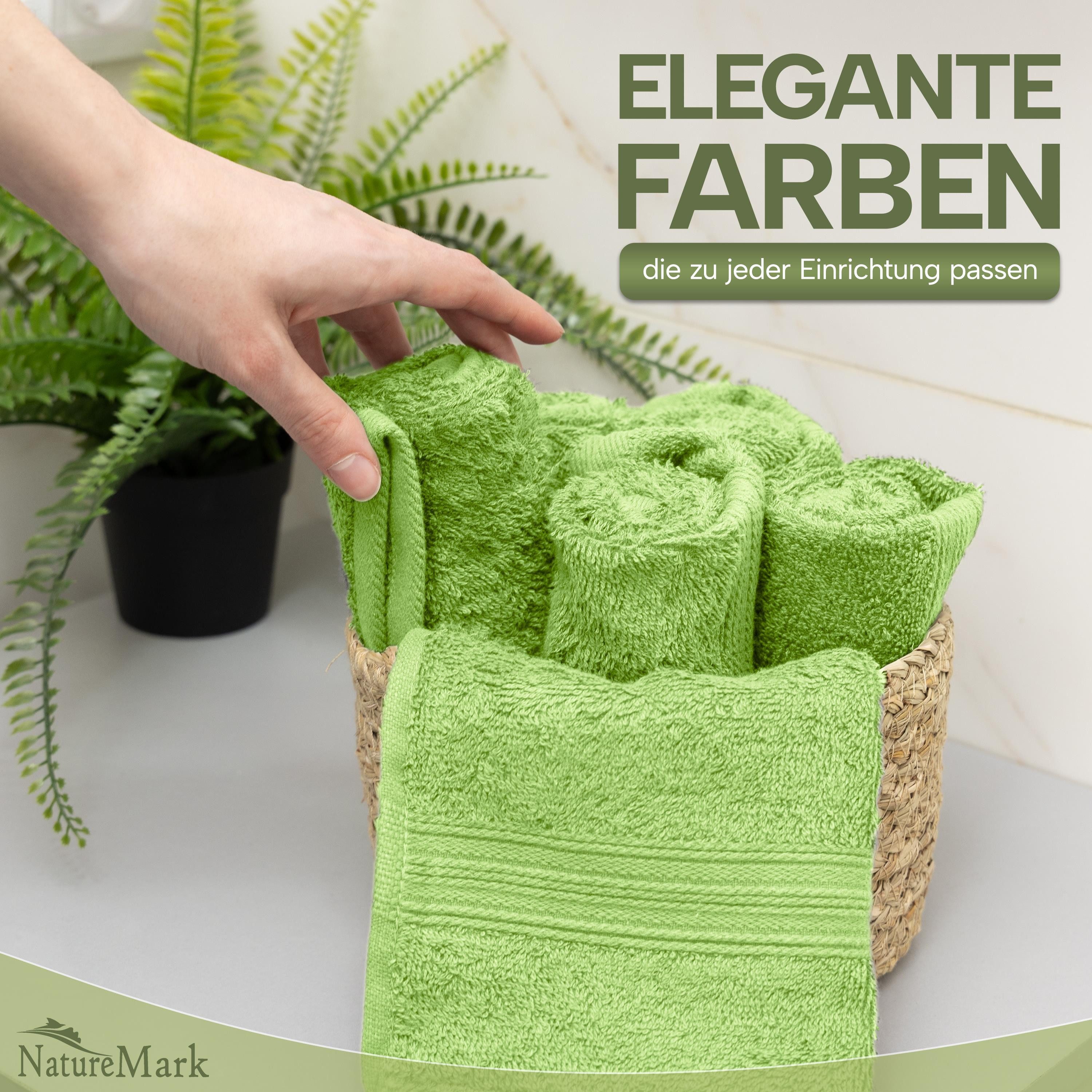 NatureMark Gästehandtuch Gästetuch 500gsm, 100% Baumwolle (12-St), Gästehandtuch Premium Qualität, 30x50cm, Apfel grün
