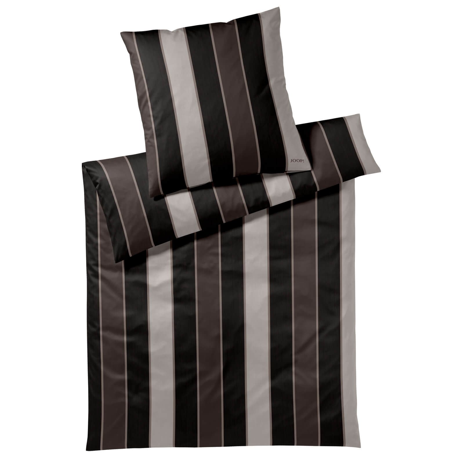 JOOP! Bettwäsche Stripes 4122 9, Mako-Satin, 3 teilig, Logo, Schriftzug, Streifen