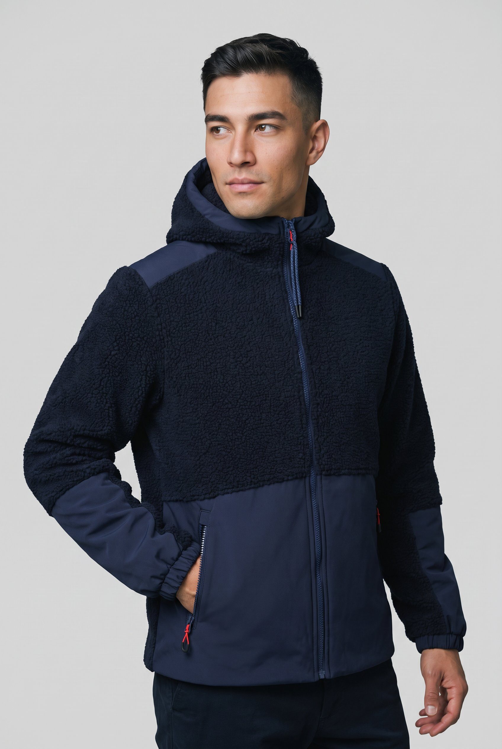 Icepeak Plüschjacke mit Kapuze und hochschließendem Kragen, aus Polyester