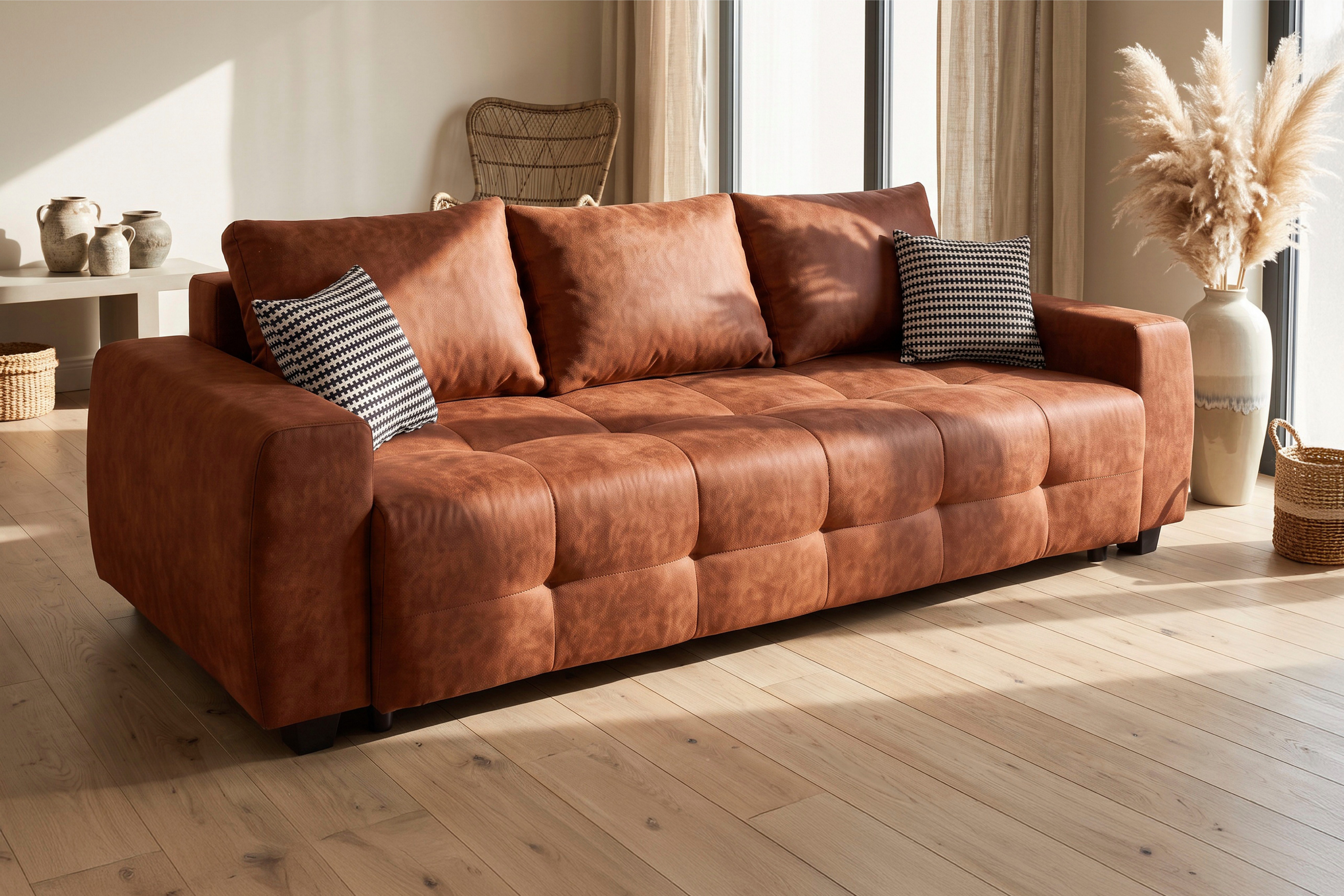 OTTO home Schlafsofa Bella B: 241 cm, Liegefl. 142x194 cm mit Bettkasten & Zierkissen, Schlafcouch mit Gästebett, 2 Zierkissen inklusive, frei stellbar