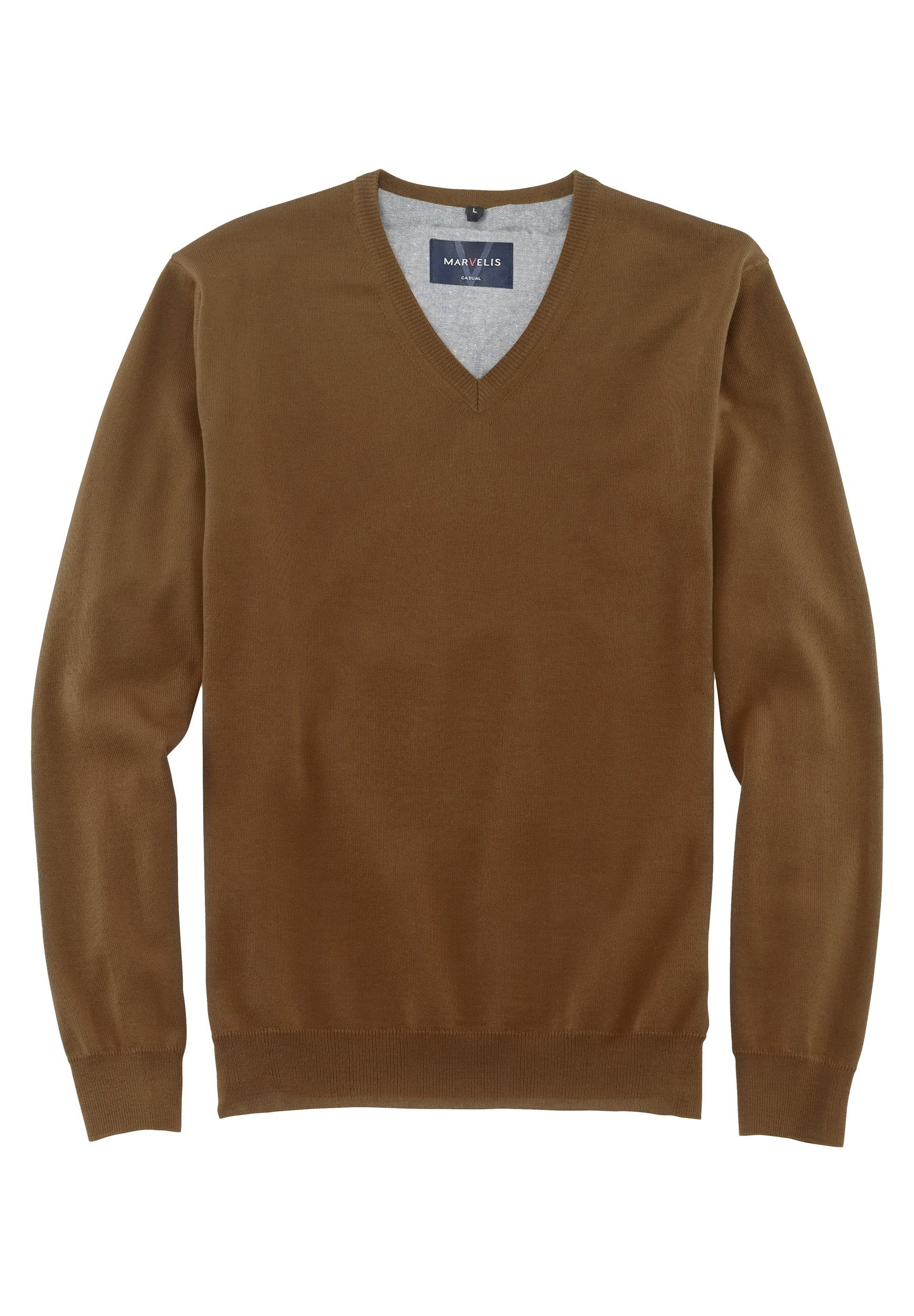Herren Wollpullover V-Ausschnitt - Einfarbiger Strickpullover Für Business & Freizeit | Weicher Langarm Pulli