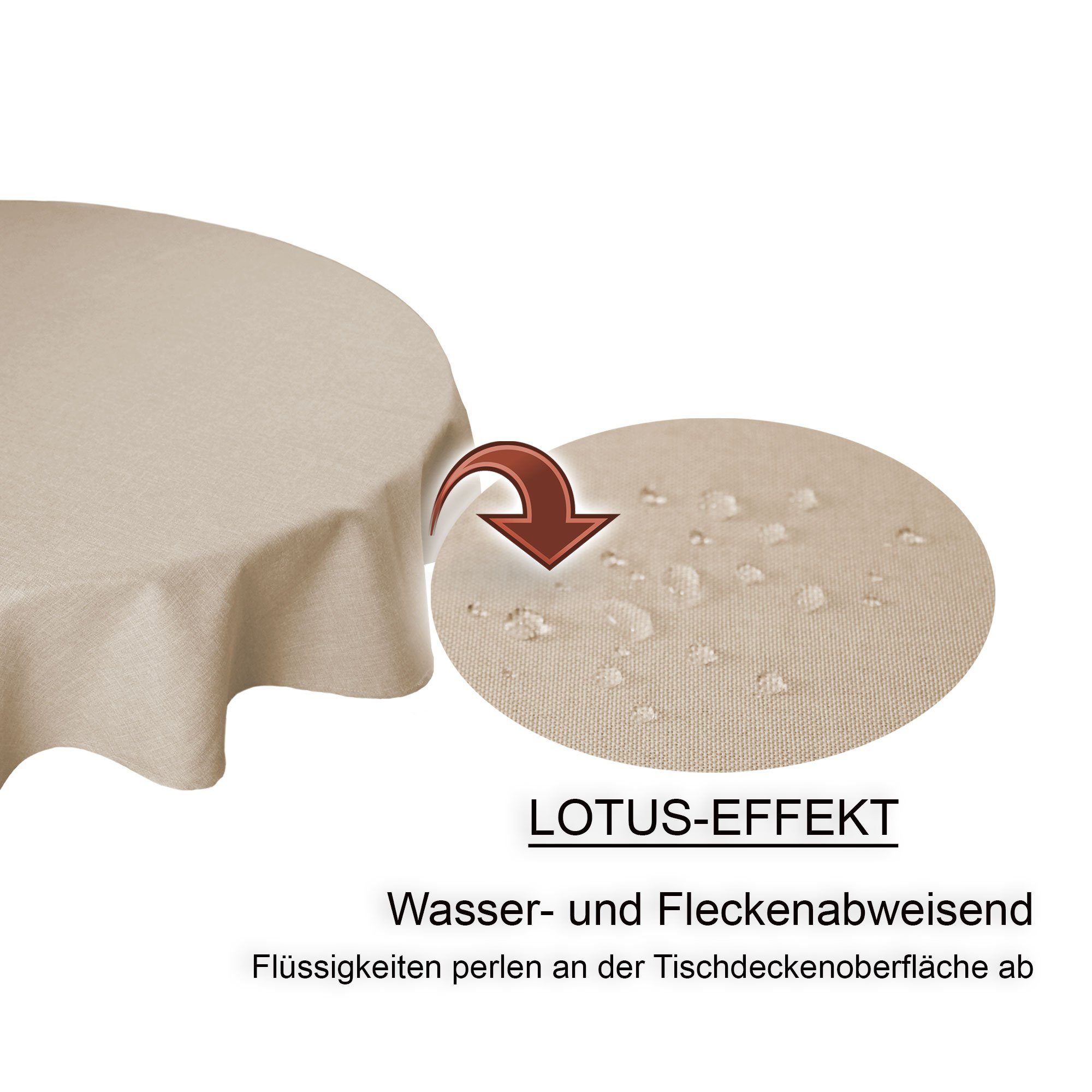 Haus und Deko Tischdecke Tischdecke rund 140 cm Ø beschichtet Leinenoptik wasserabweisend (1-tlg) – Bild 3 von 5