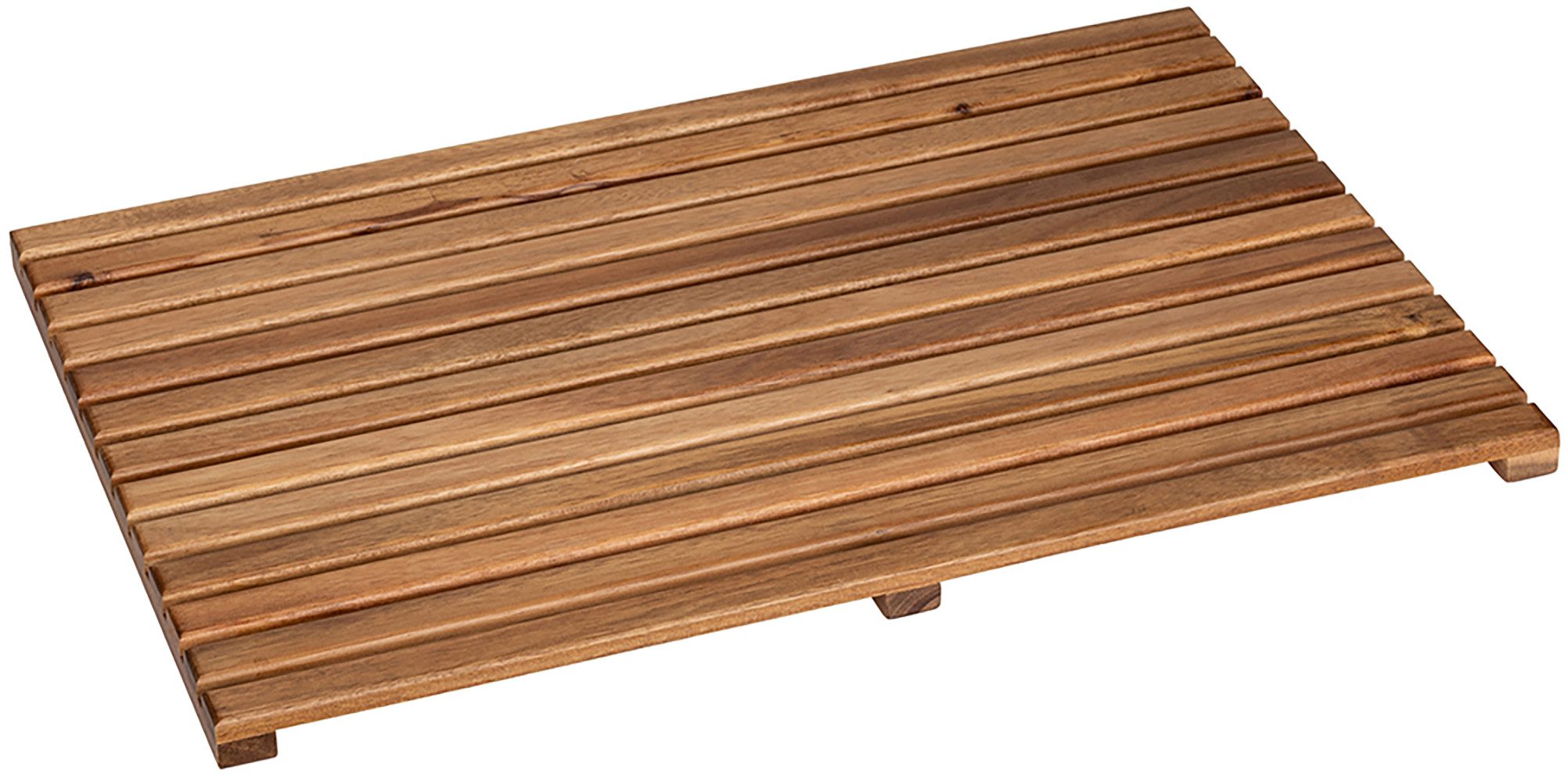 WENKO Duschmatte Modell Indoor & Outdoor, Höhe 2,5 mm, Holz, rechteckig, Duschrost aus Akazienholz, stabil, rutschhemmende Unterseite