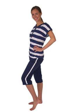 Consult-Tex Capri-Pyjama Damen Capri Pyjama Schlafanzug DF805 (Spar-Set, 1 Set) Oberteil mit Streifendruck